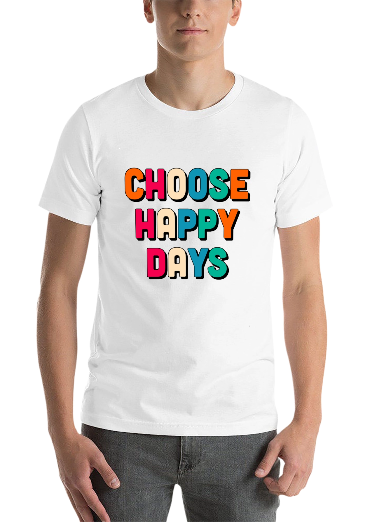 Black Choose Happy Days Graphic Tee - Retro Design view 14