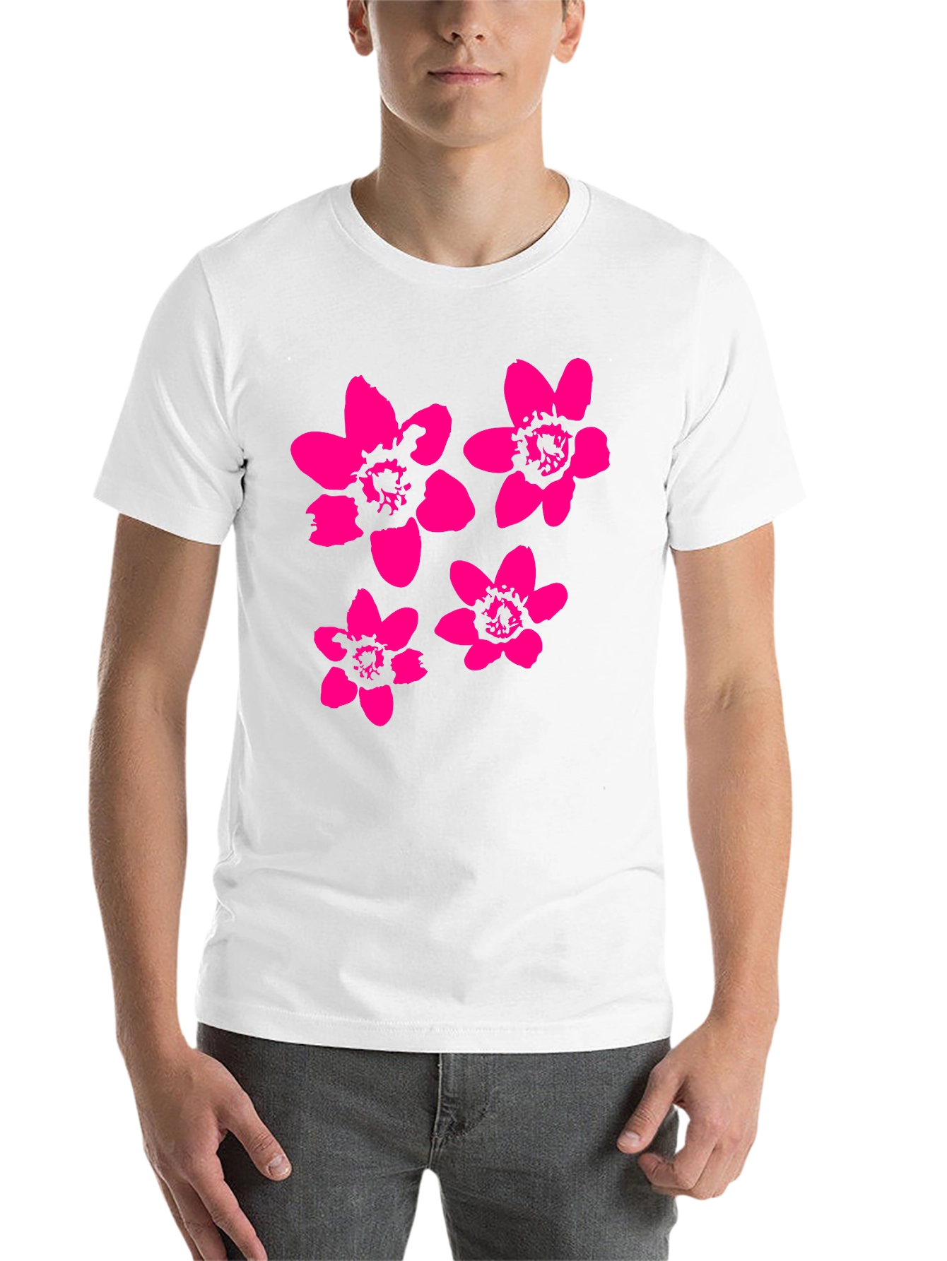 Black Black T-Shirt with Pink Flower Print view 14