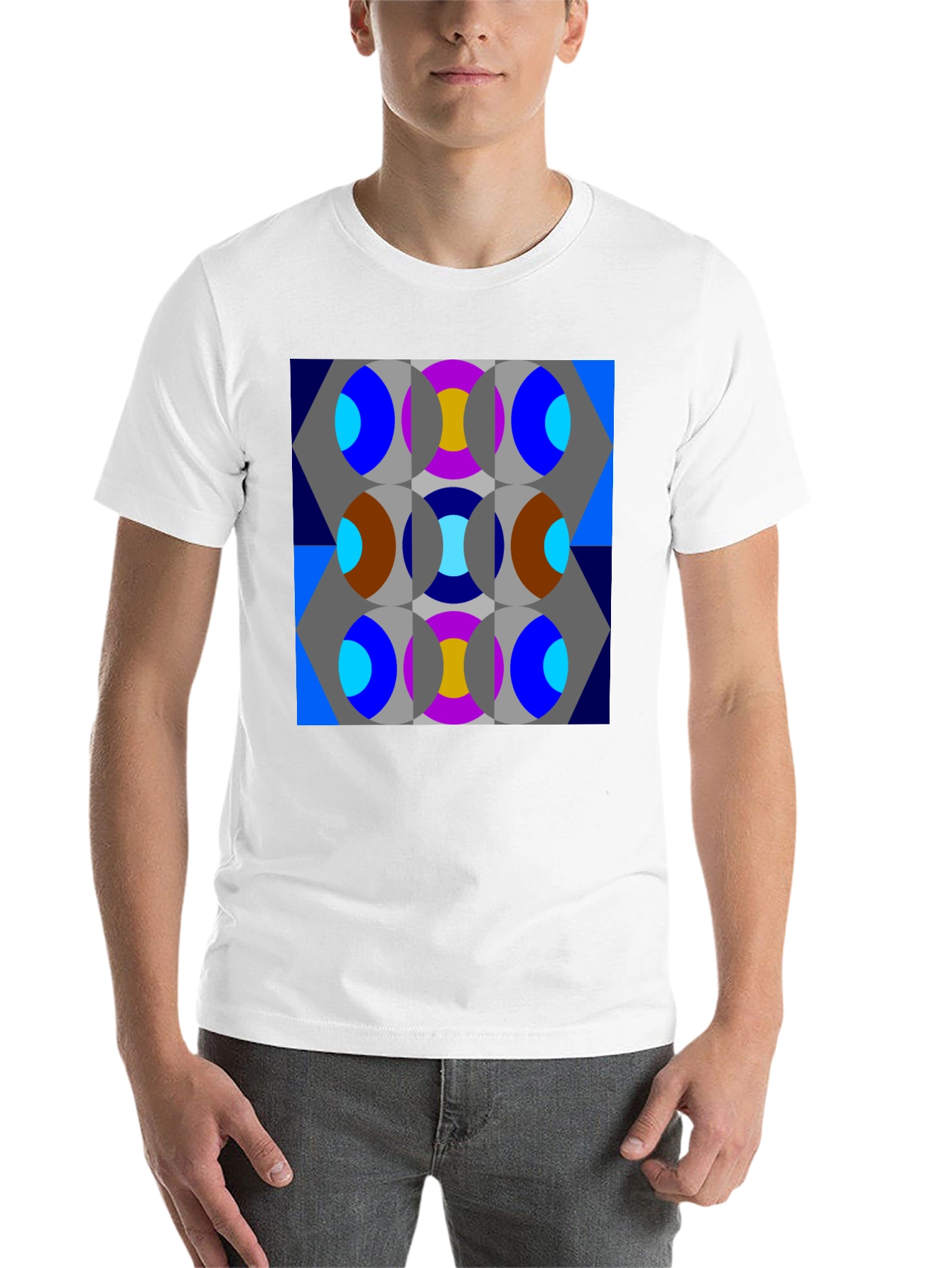 Black Abstract Geometric Patterned T-Shirt view 14