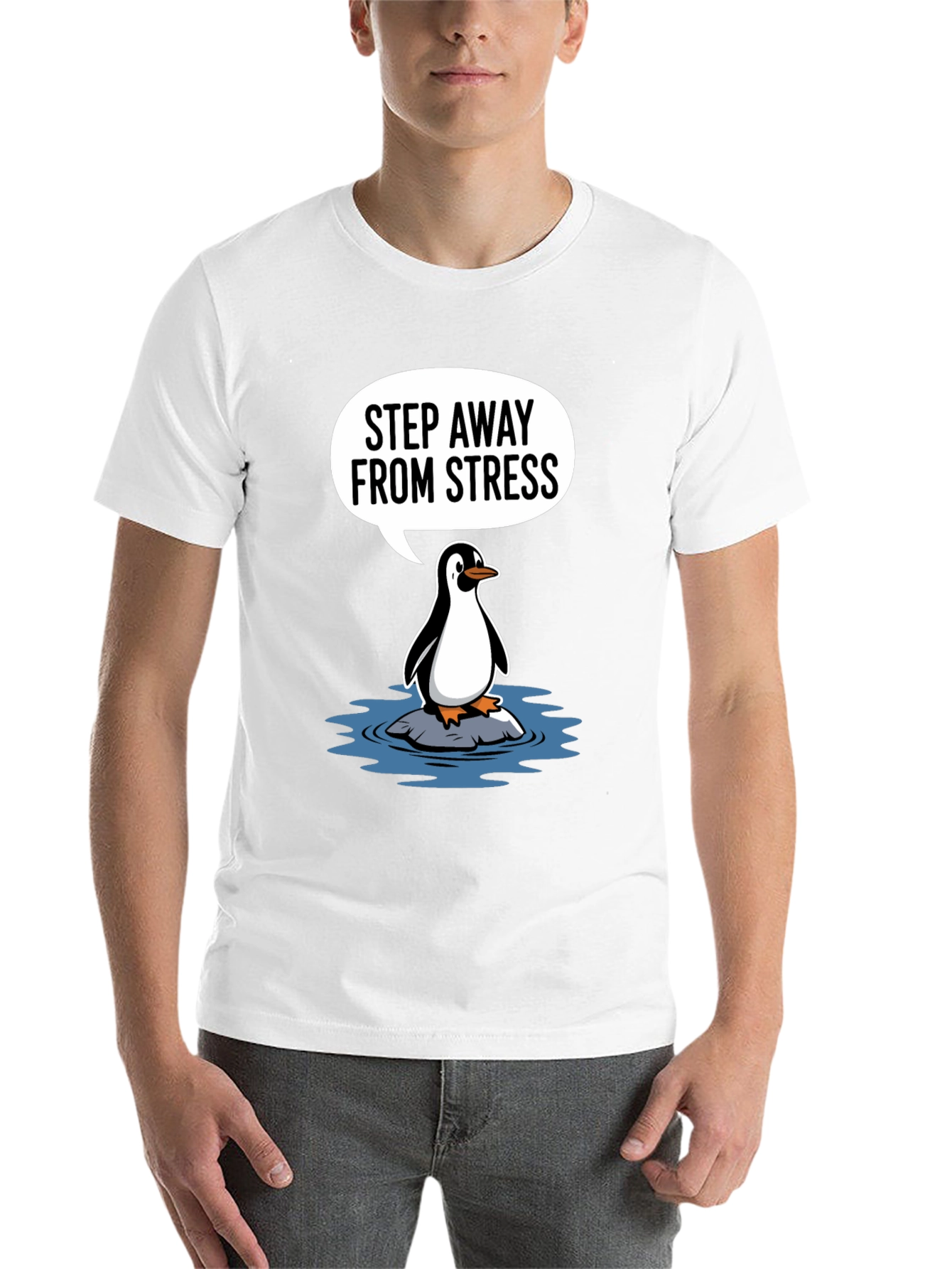 Black Step Away From Stress Penguin Graphic Tee view 14