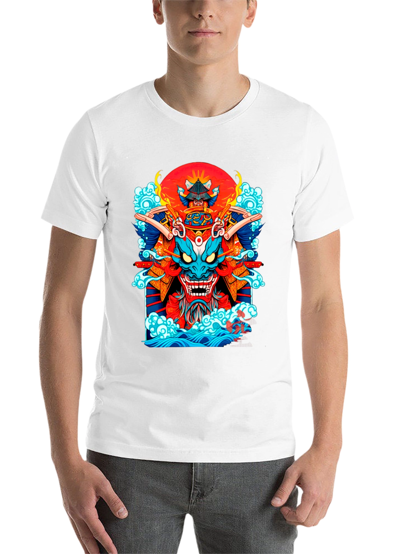 Black Samurai Dragon Graphic Black T-Shirt view 14