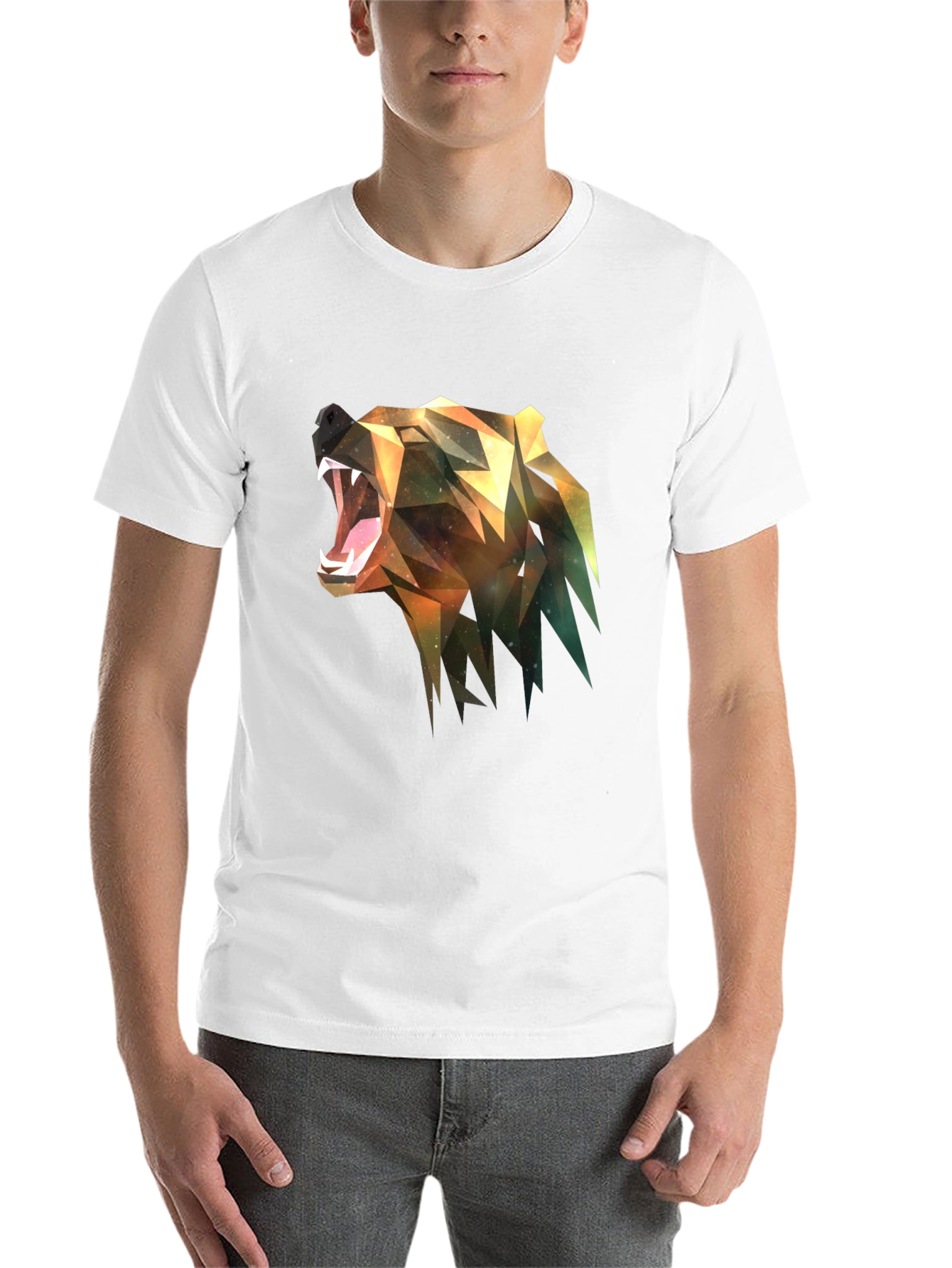 Black Geometric Bear Graphic Tee - Modern Streetwear view 14