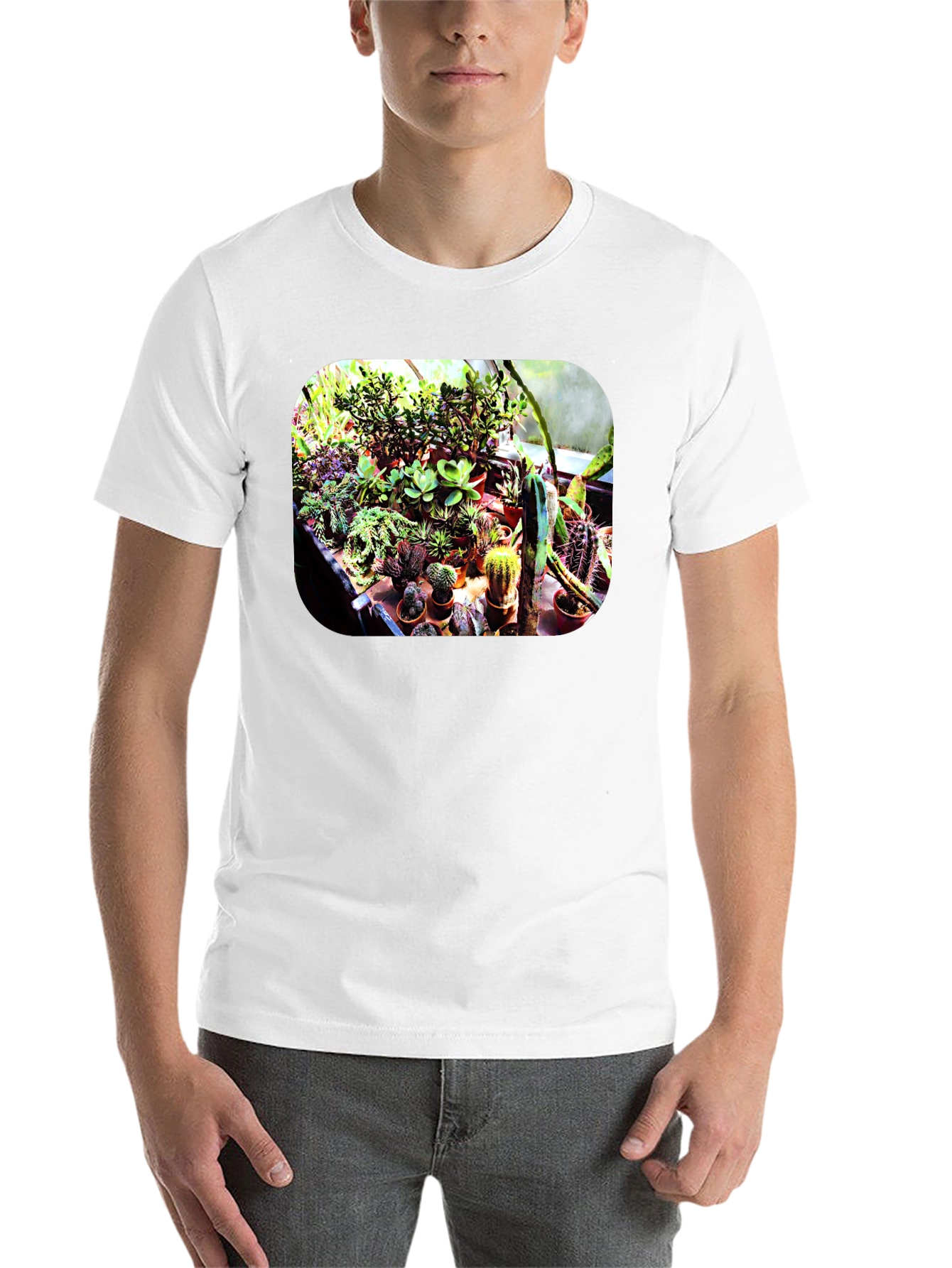 Black Trendy Cactus Garden T-Shirt - Unique Plant Lover Tee view 14