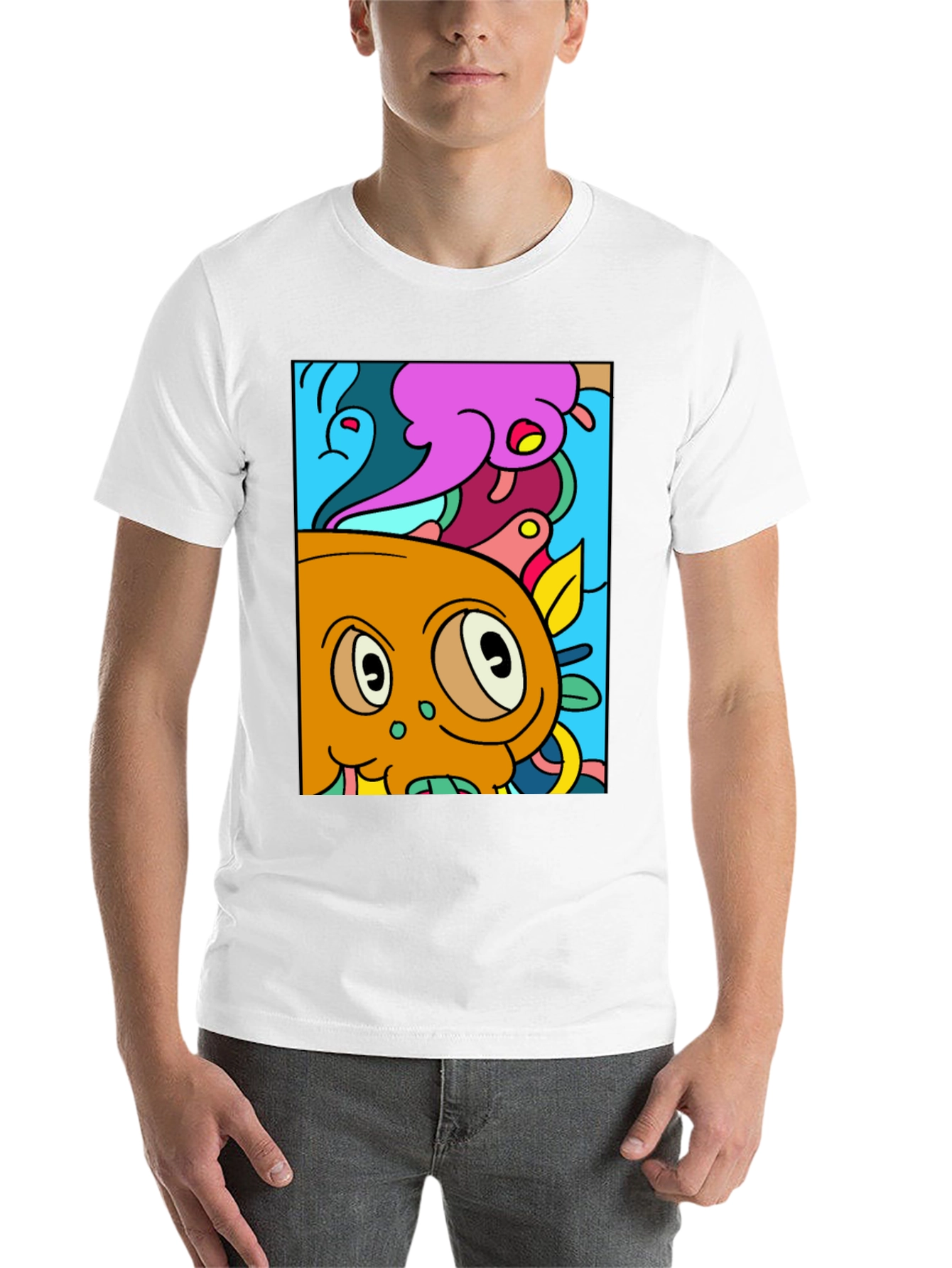 Black Cartoon Graphic Print Crew Neck T-Shirt view 14