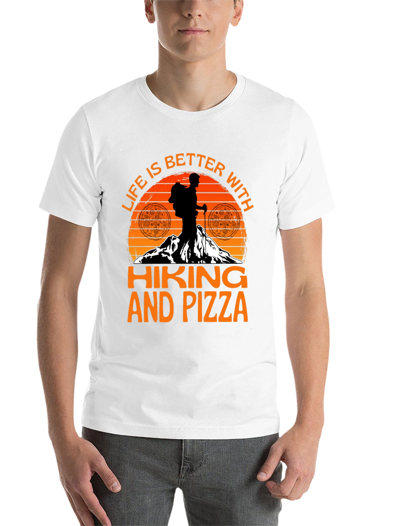 Black Hiking and Pizza Graphic Tee view 14