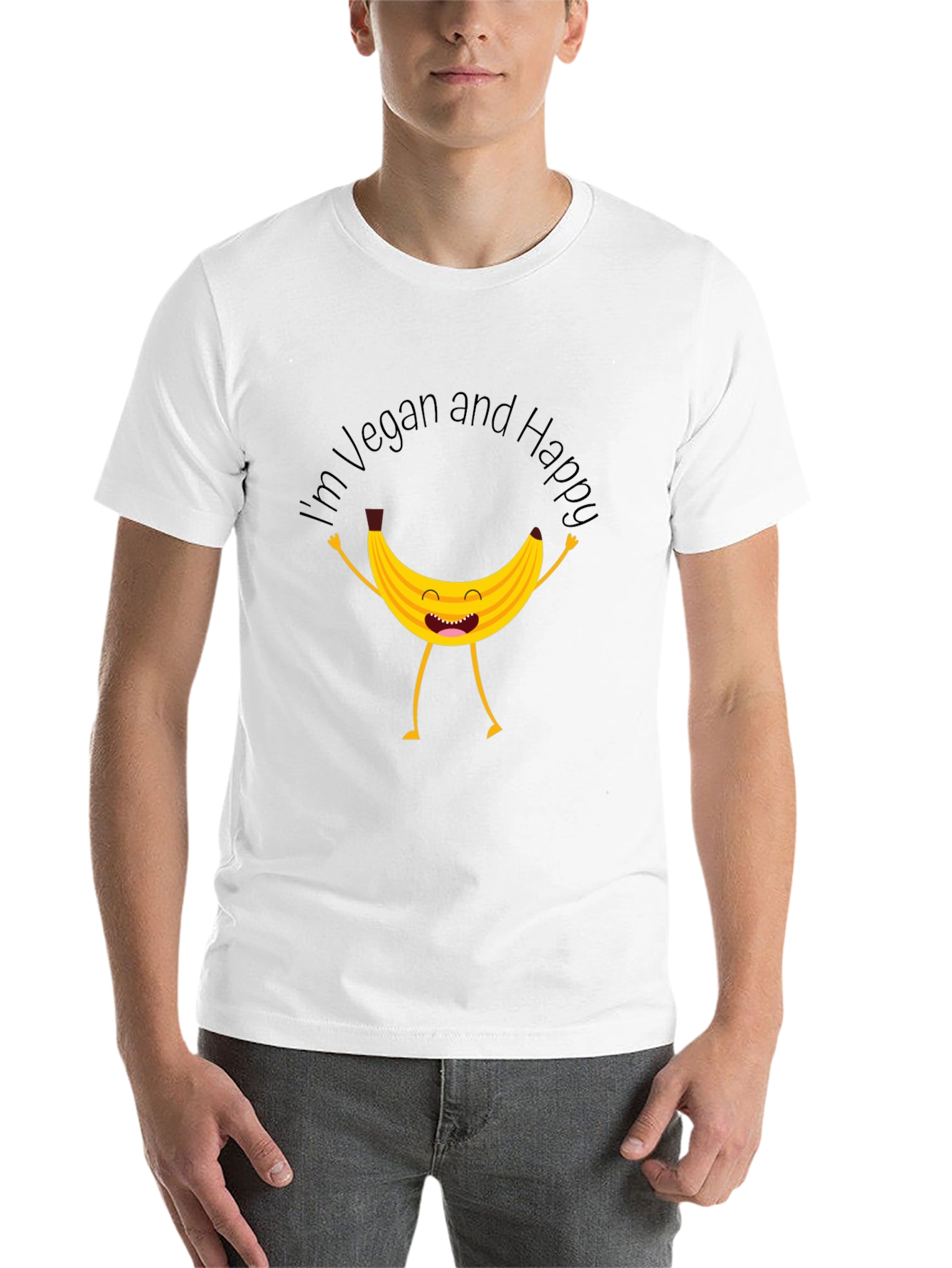 Black Vegan Happy Banana Graphic T-Shirt view 14