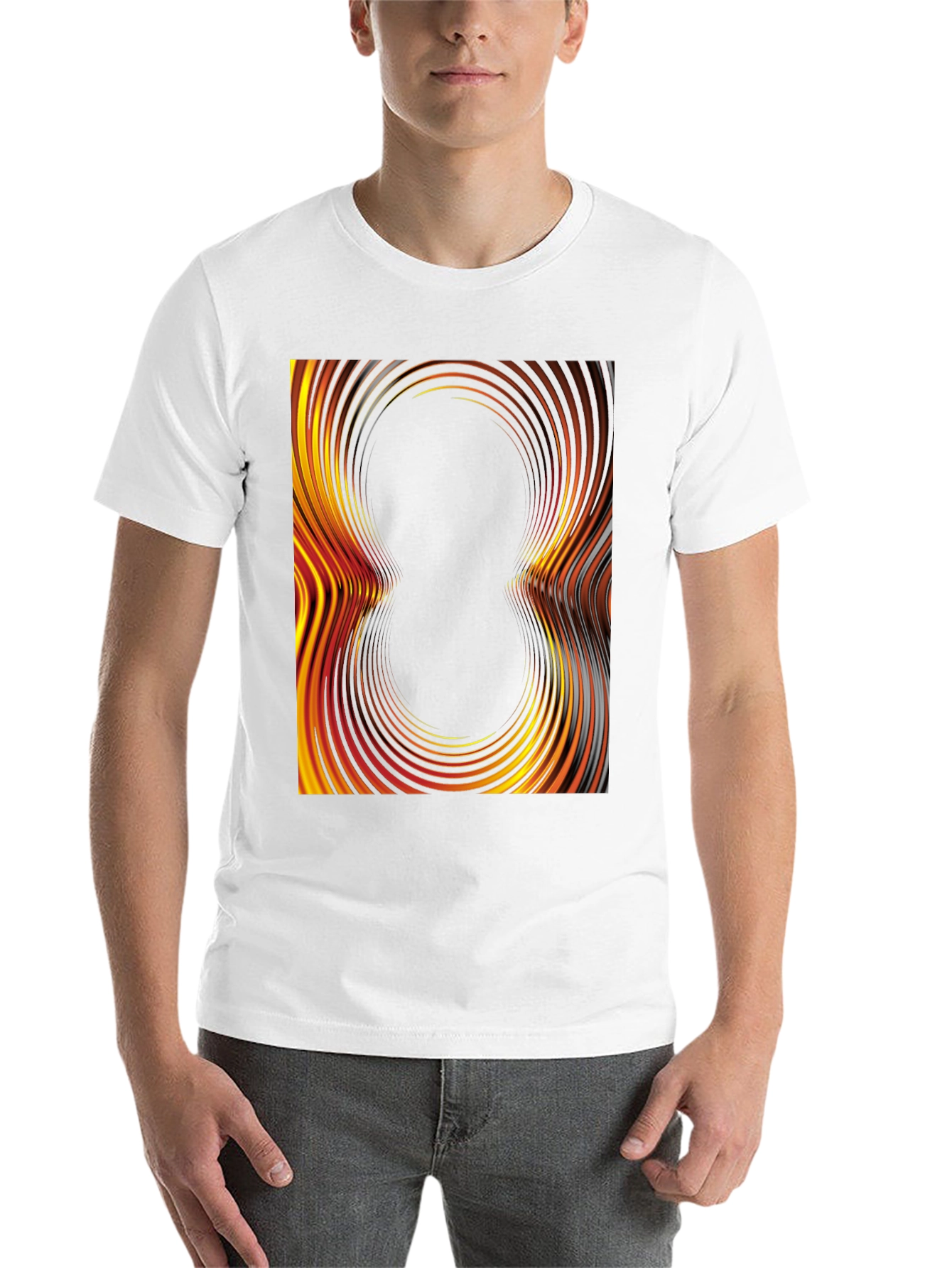 Black Abstract Swirl Graphic Tee - Black Cotton T-Shirt view 14