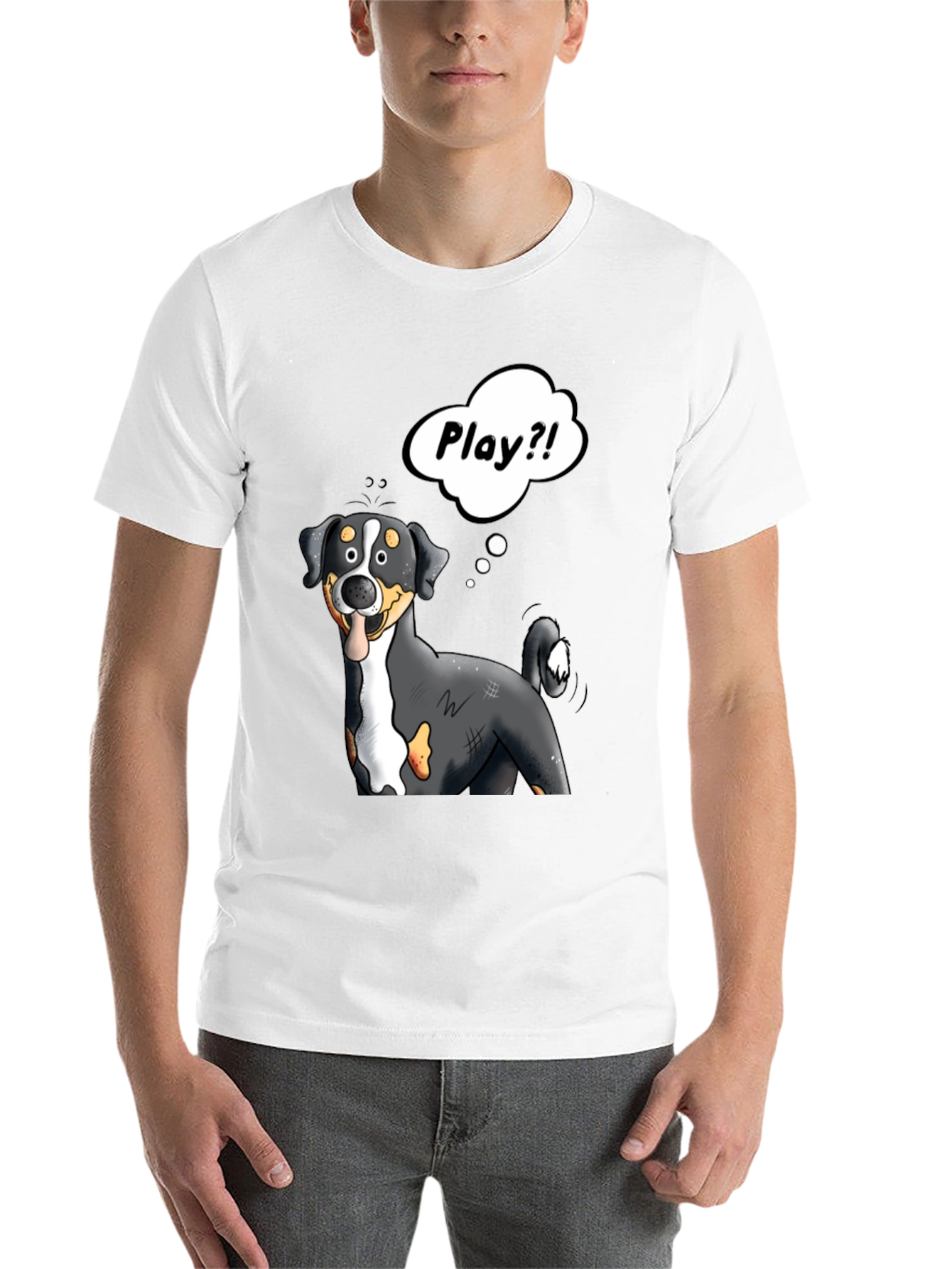 Black Playful Dog Cartoon Graphic Tee view 14