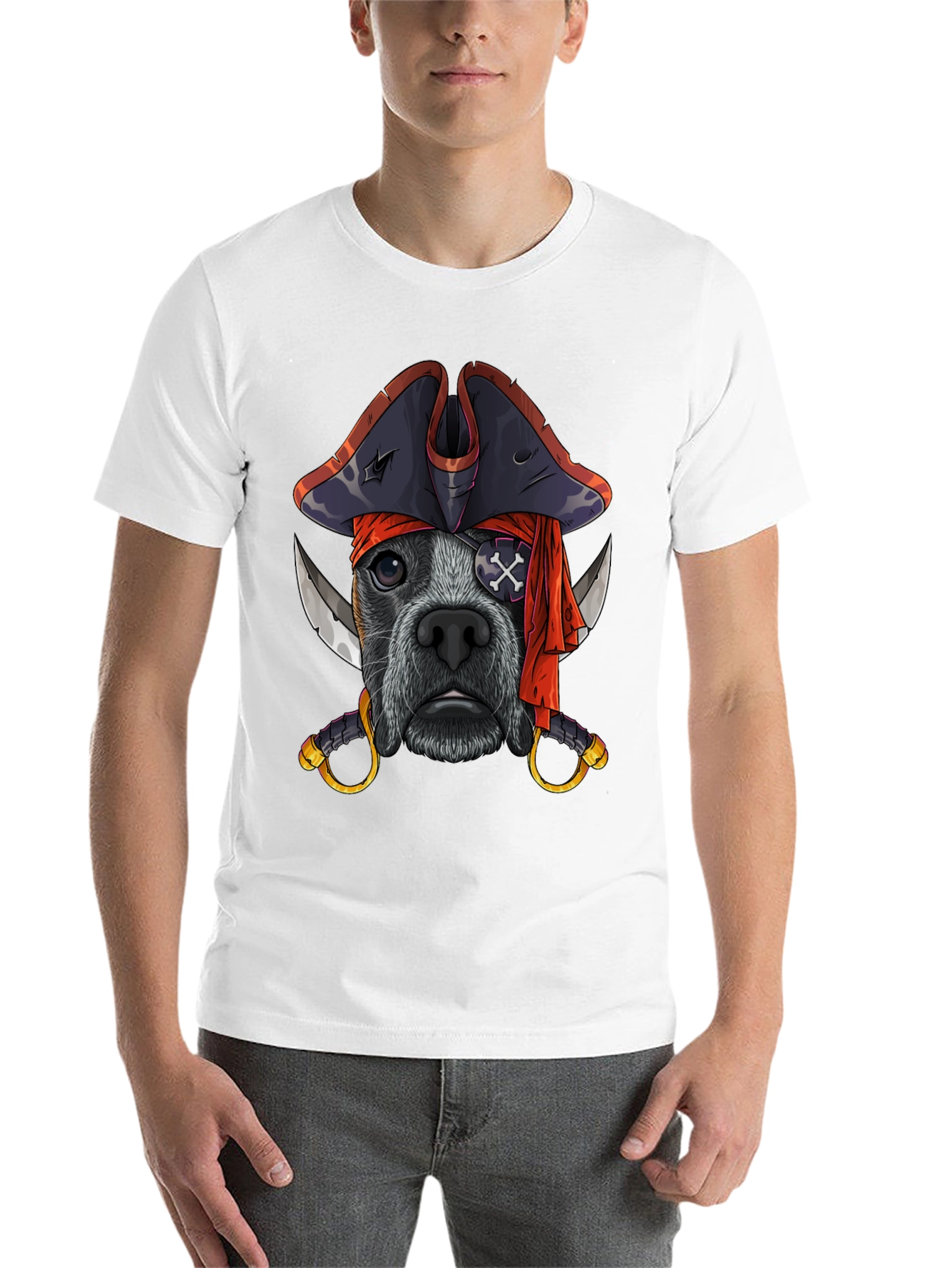 Black Pirate Dog T-Shirt, Funny Pet Tee view 14