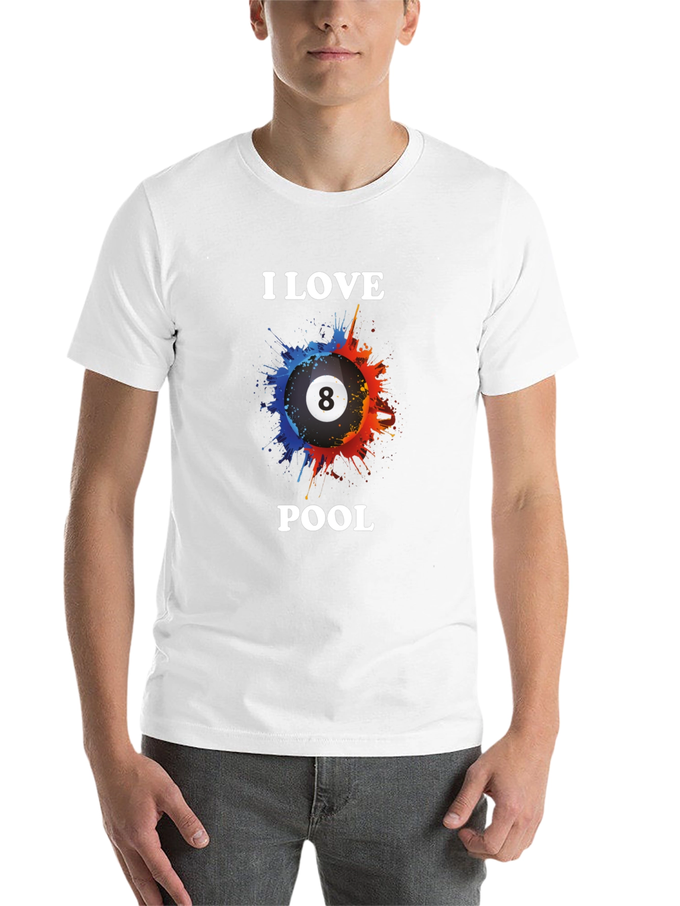 I Love Pool Graphic Tee - Billiards Fan T-Shirt - 14