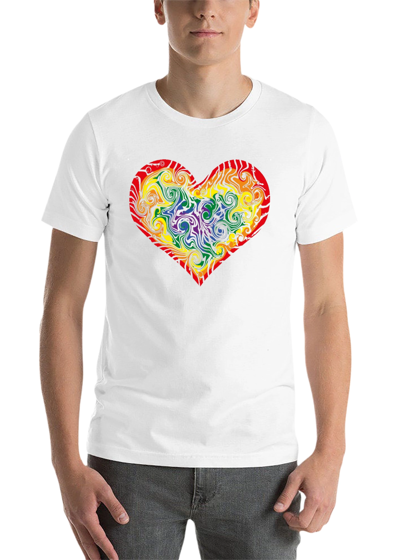 Black Rainbow Heart Swirl T-Shirt - Pride Apparel view 14