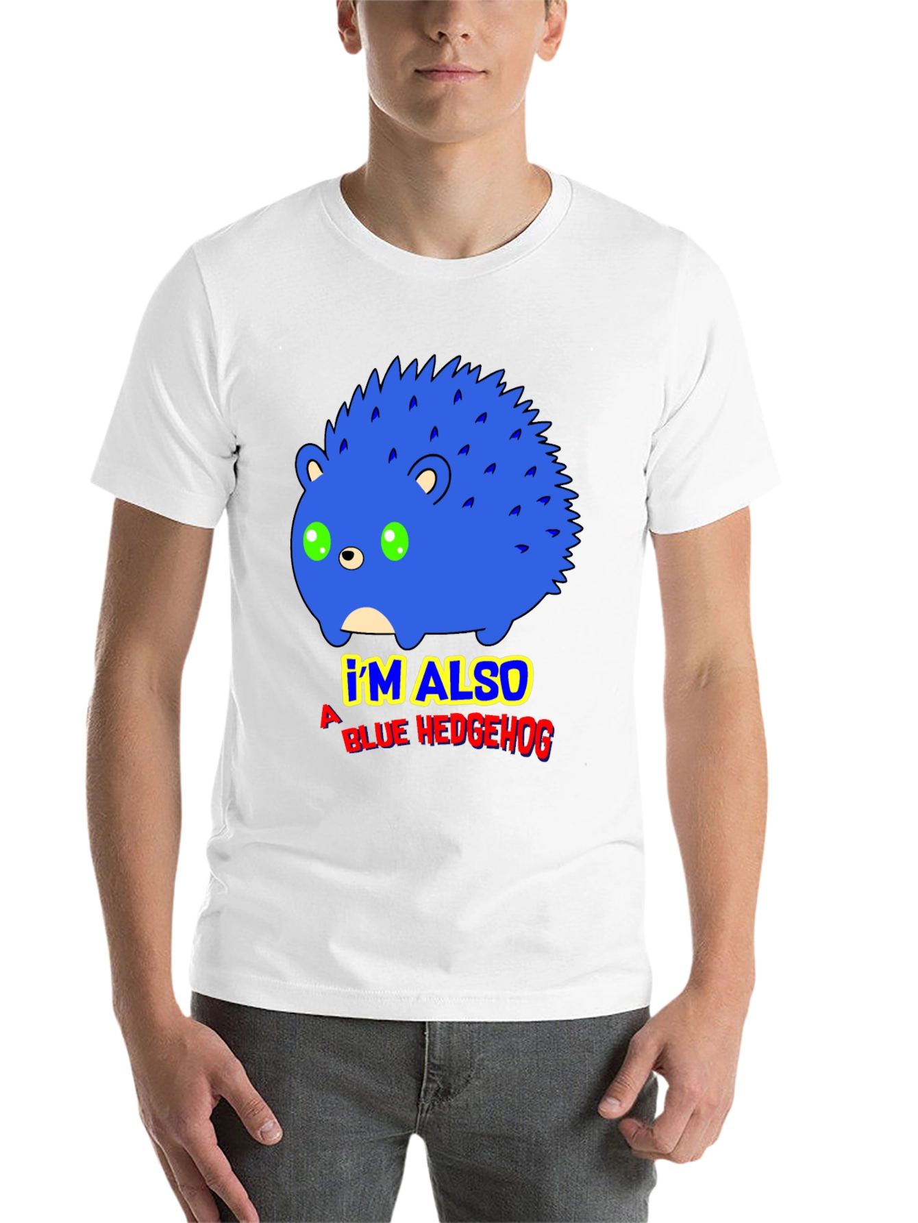 Black Blue Hedgehog Graphic T-Shirt - Funny Cartoon Tee view 14