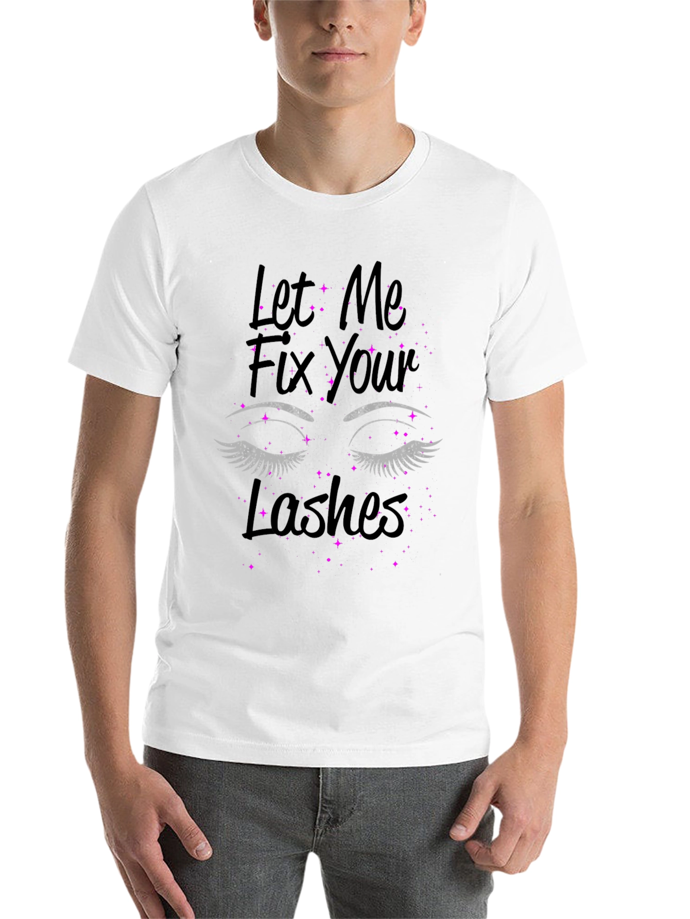 Black Let Me Fix Your Lashes Graphic Tee - Unisex T-Shirt view 14