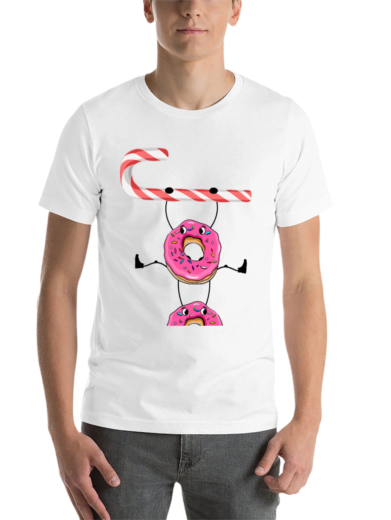 Black Candy Cane Donut Stack T-Shirt view 14