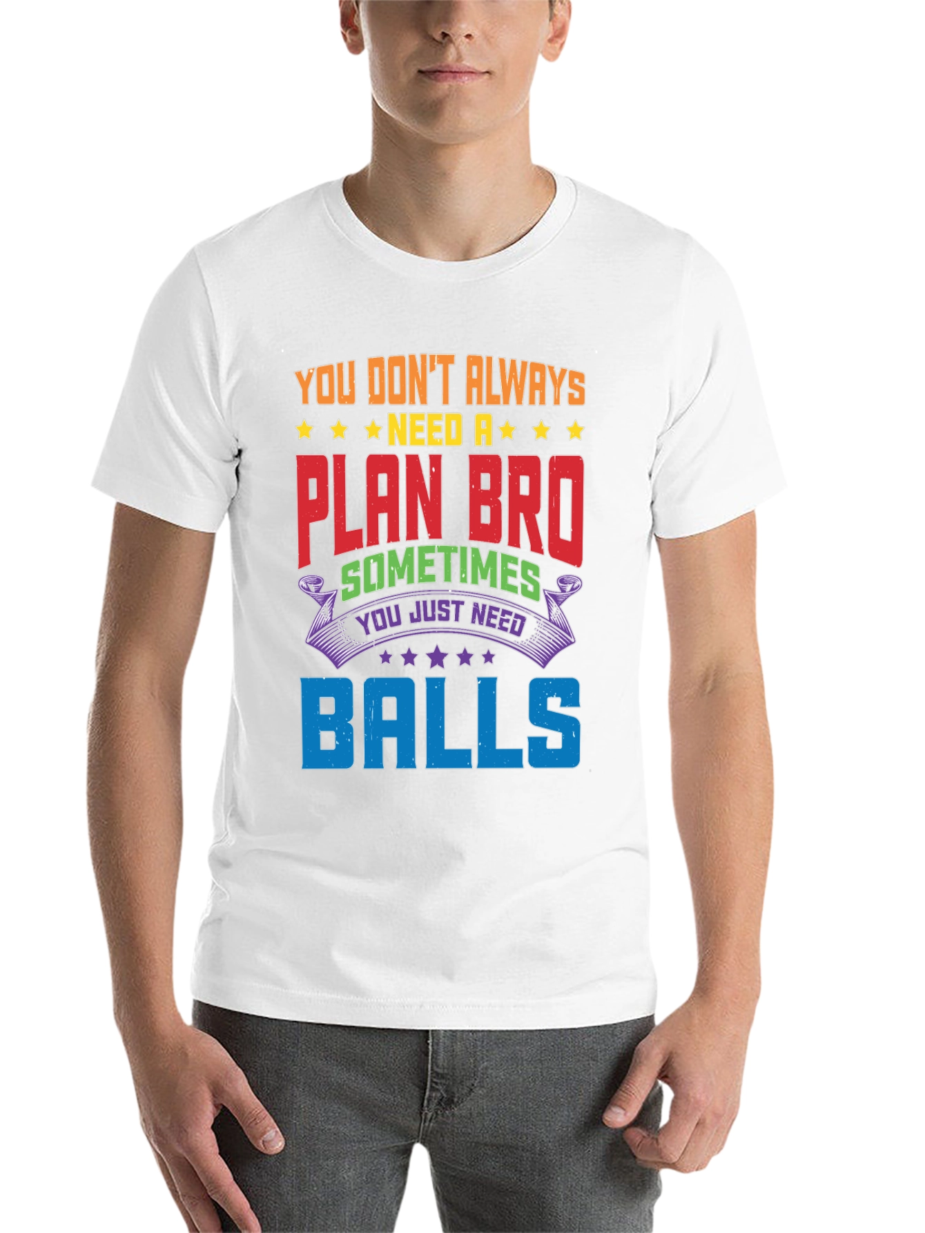 Black Funny Graphic Tee: No Plan, Just Balls! view 14