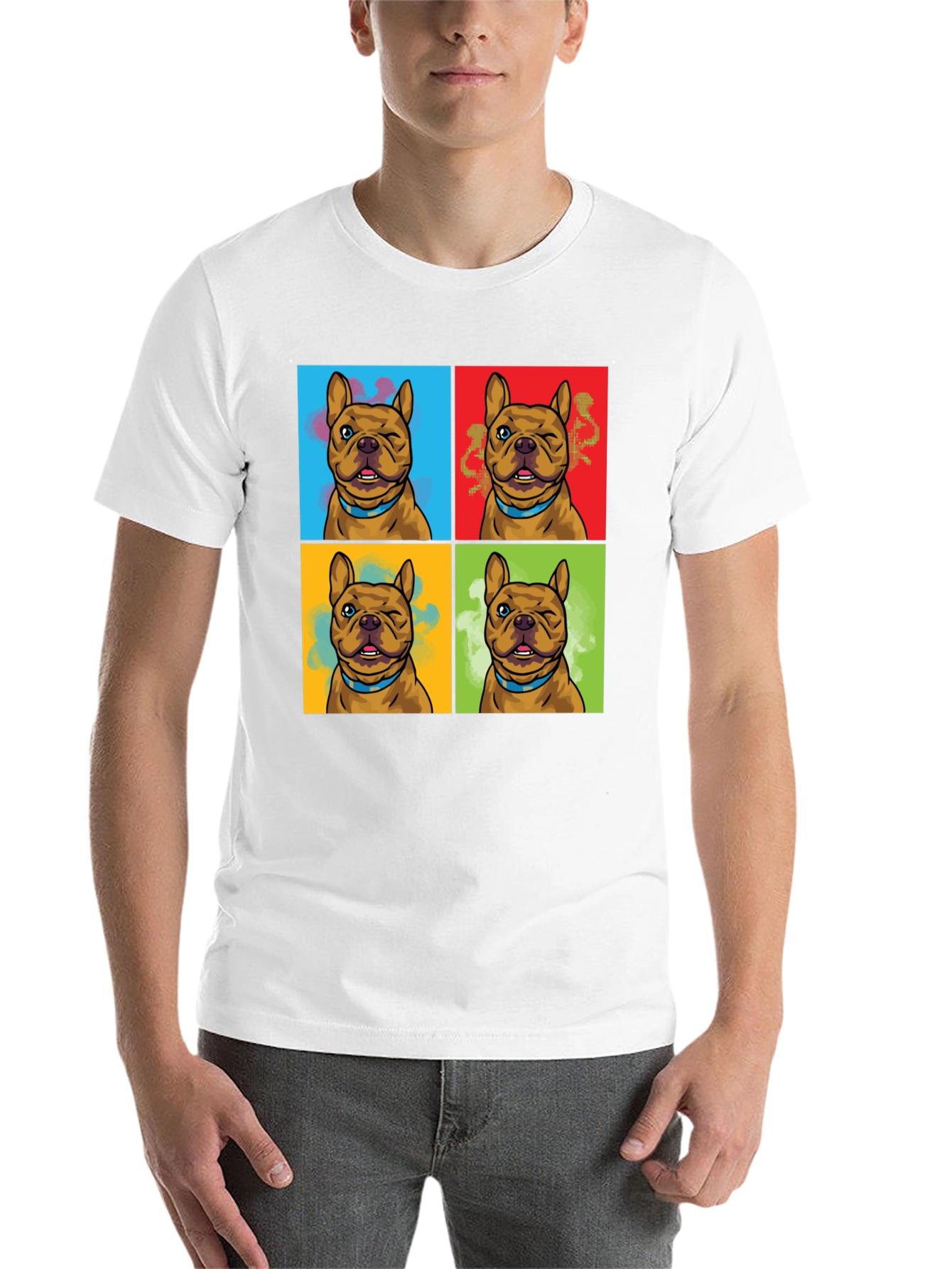 Black Pop Art Bulldog Print T-Shirt view 14