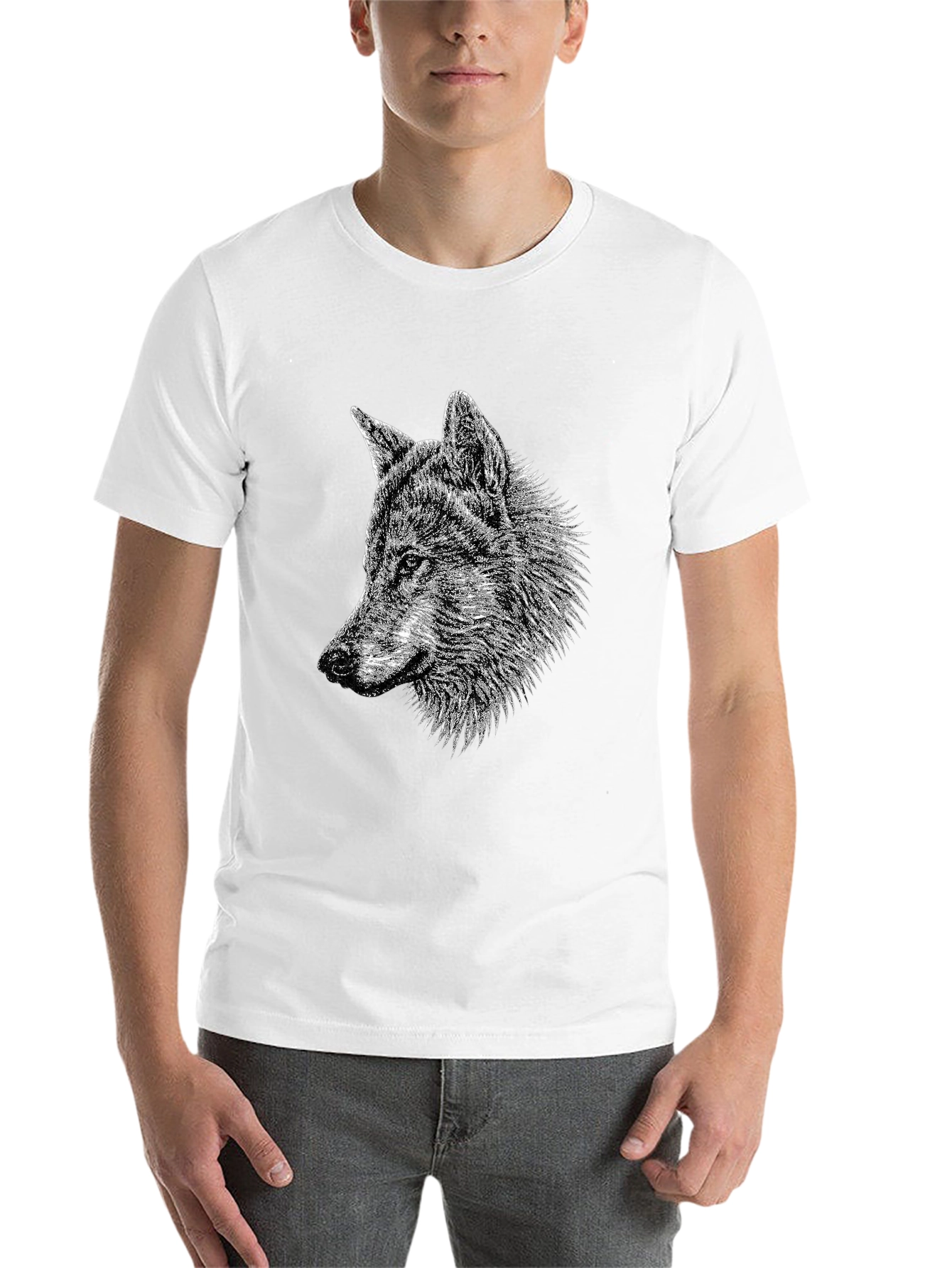 Black Wolf Graphic Tee - Black Cotton T-Shirt view 14