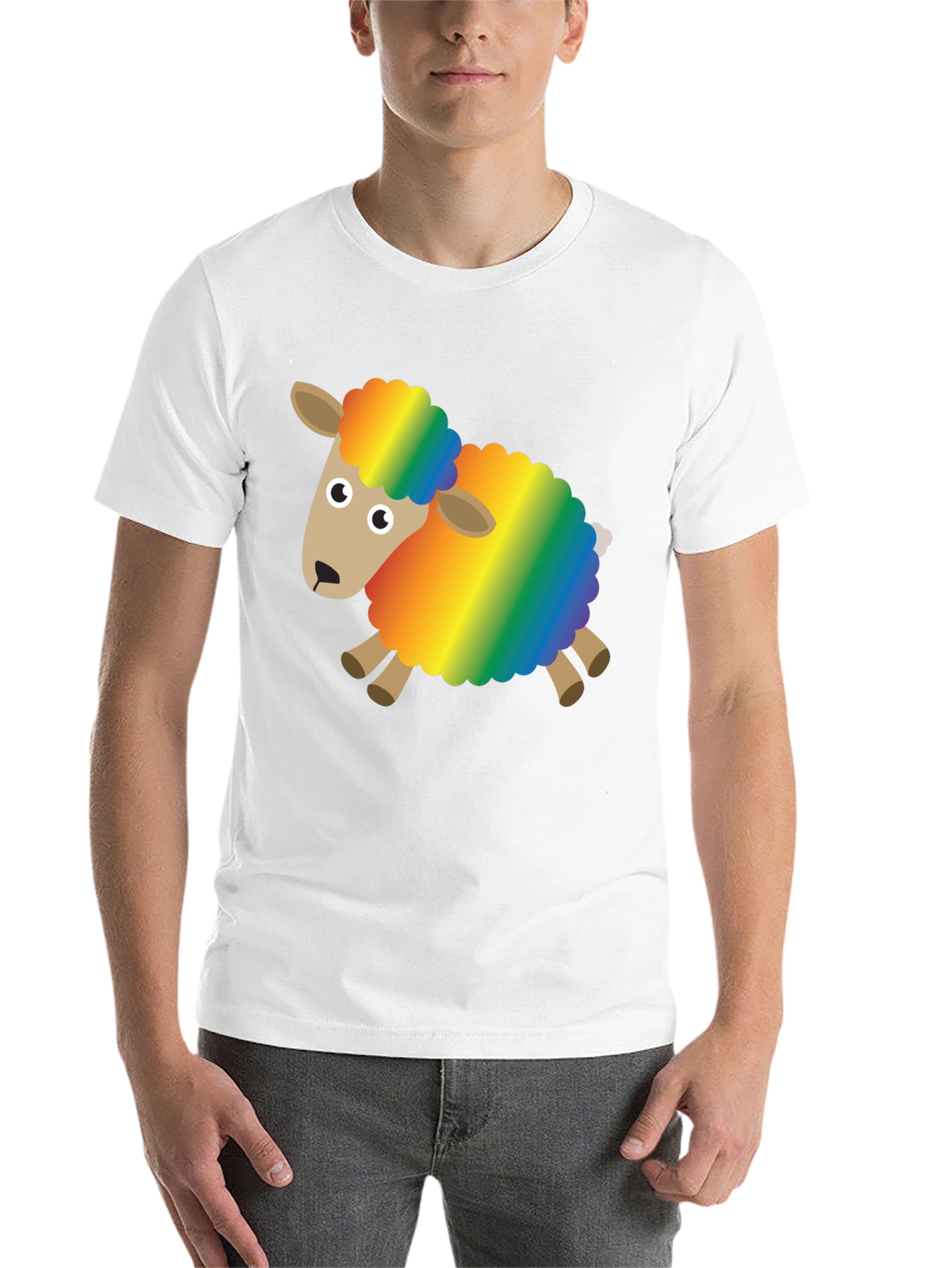 Black Rainbow Sheep Graphic Tee - Fun & Unique Design view 14