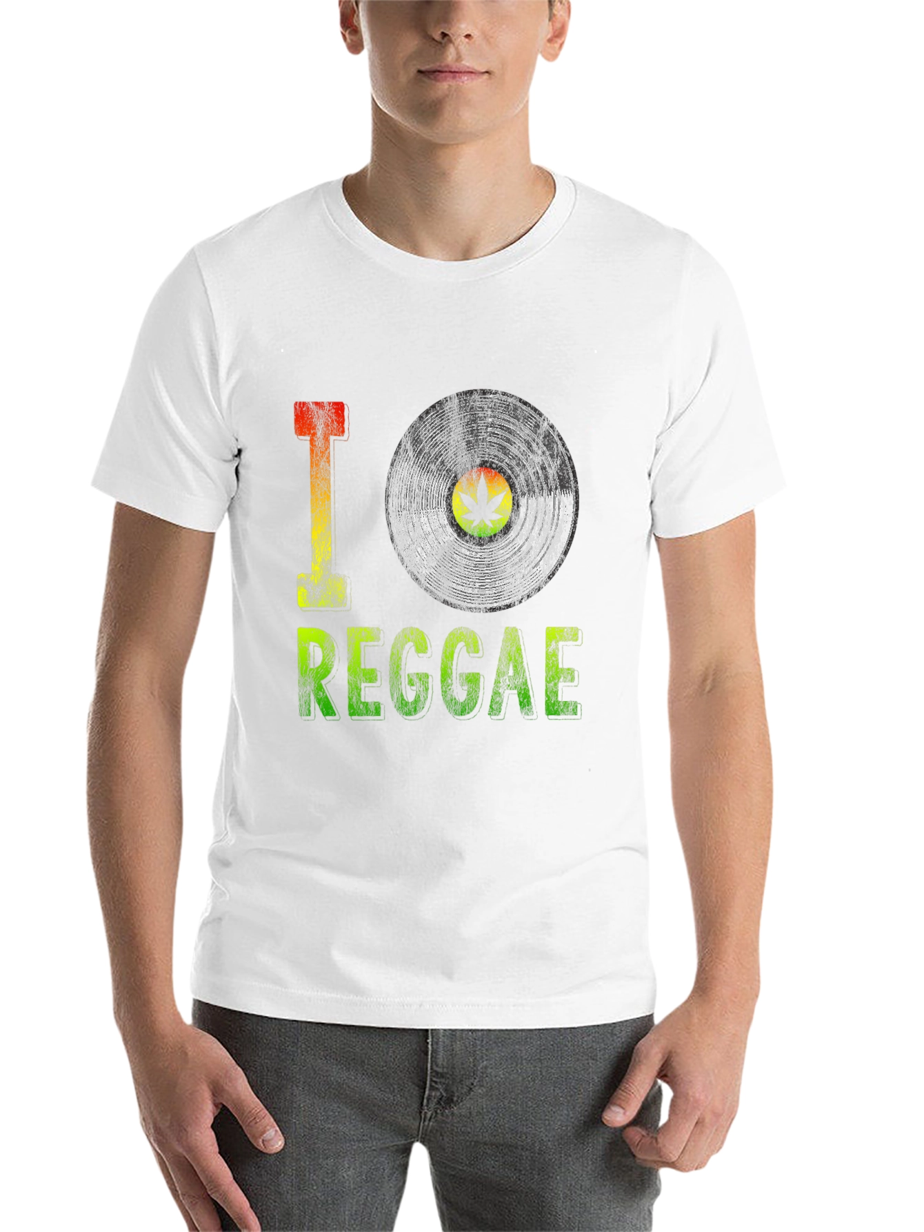 Black I Love Reggae Vinyl Record Graphic Tee - Black view 14
