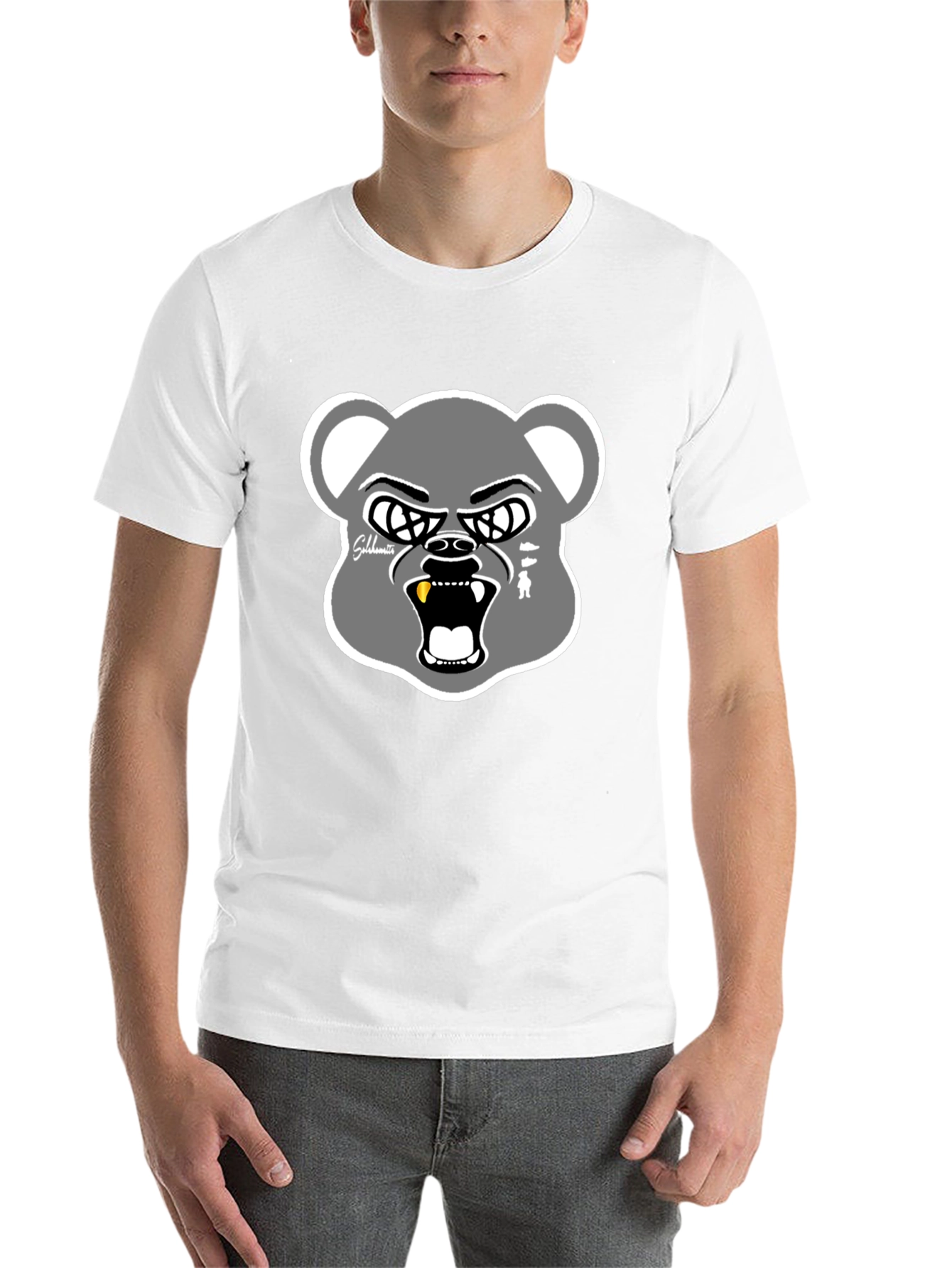 Black Graphic Bear Head T-Shirt - Cool Streetwear view 14