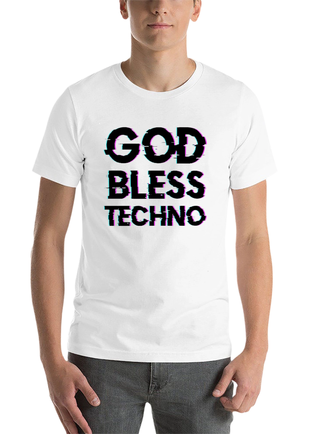 Black God Bless Techno Glitch Tee view 14