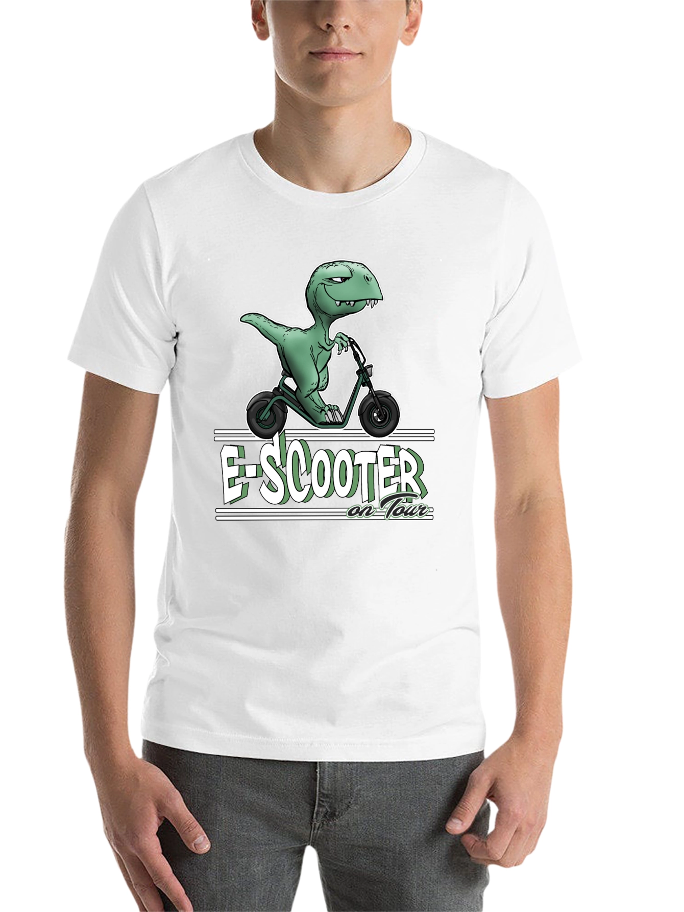 Black E-Scooter Dinosaur T-Shirt - On Tour view 14