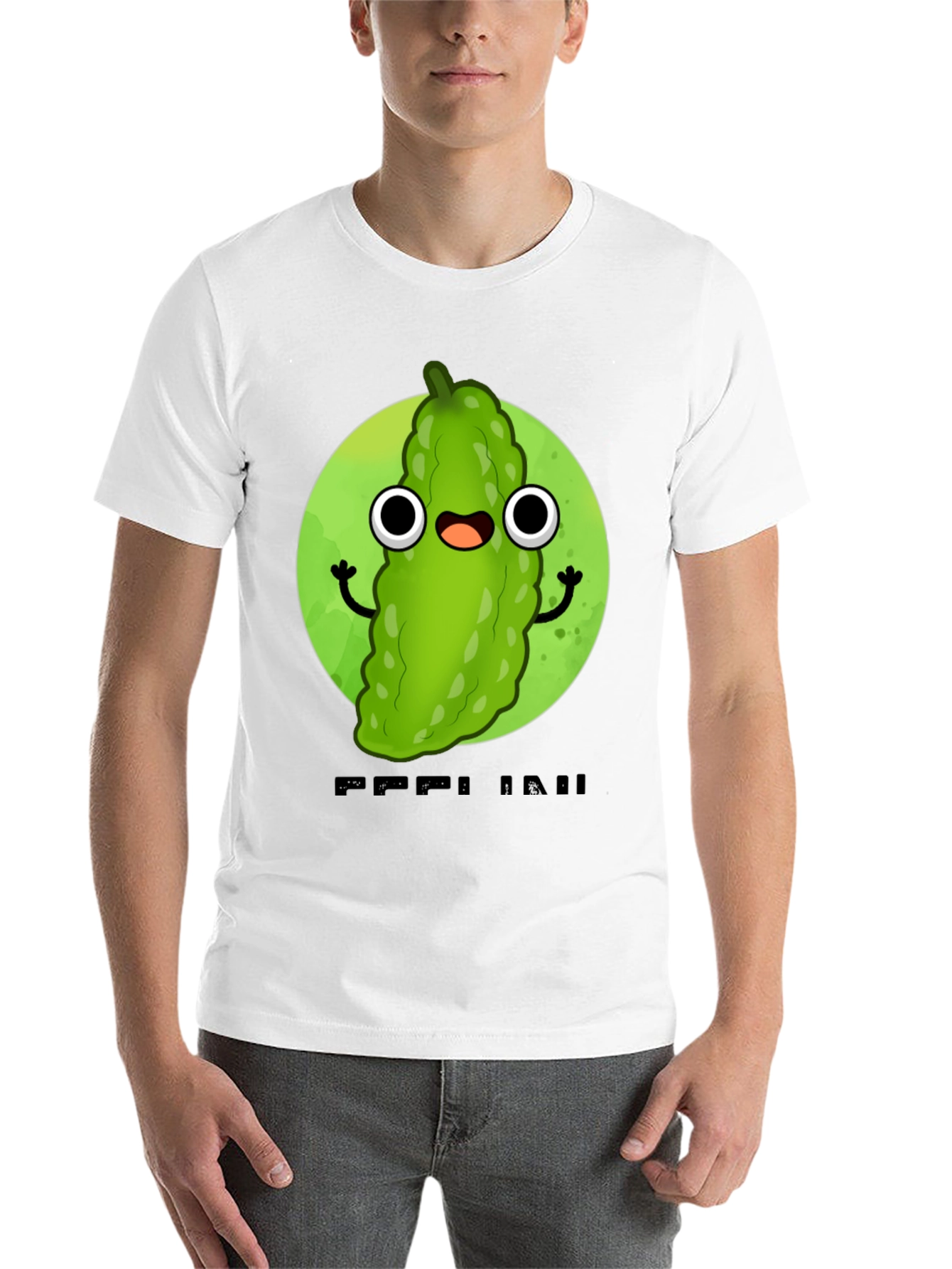 Black Funny Pickle Cartoon Black T-Shirt view 14
