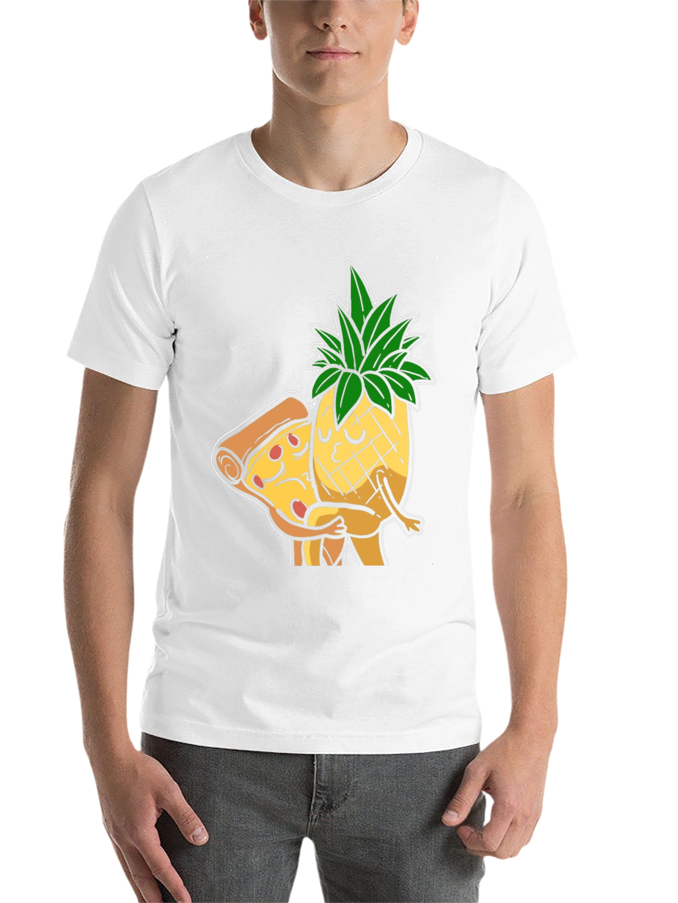 Black Pizza & Pineapple Hugs Graphic T-Shirt view 14