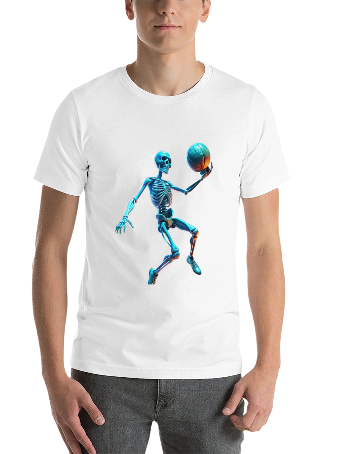 Black Skeleton Basketball Graphic Tee - Cool & Unique Design view 14