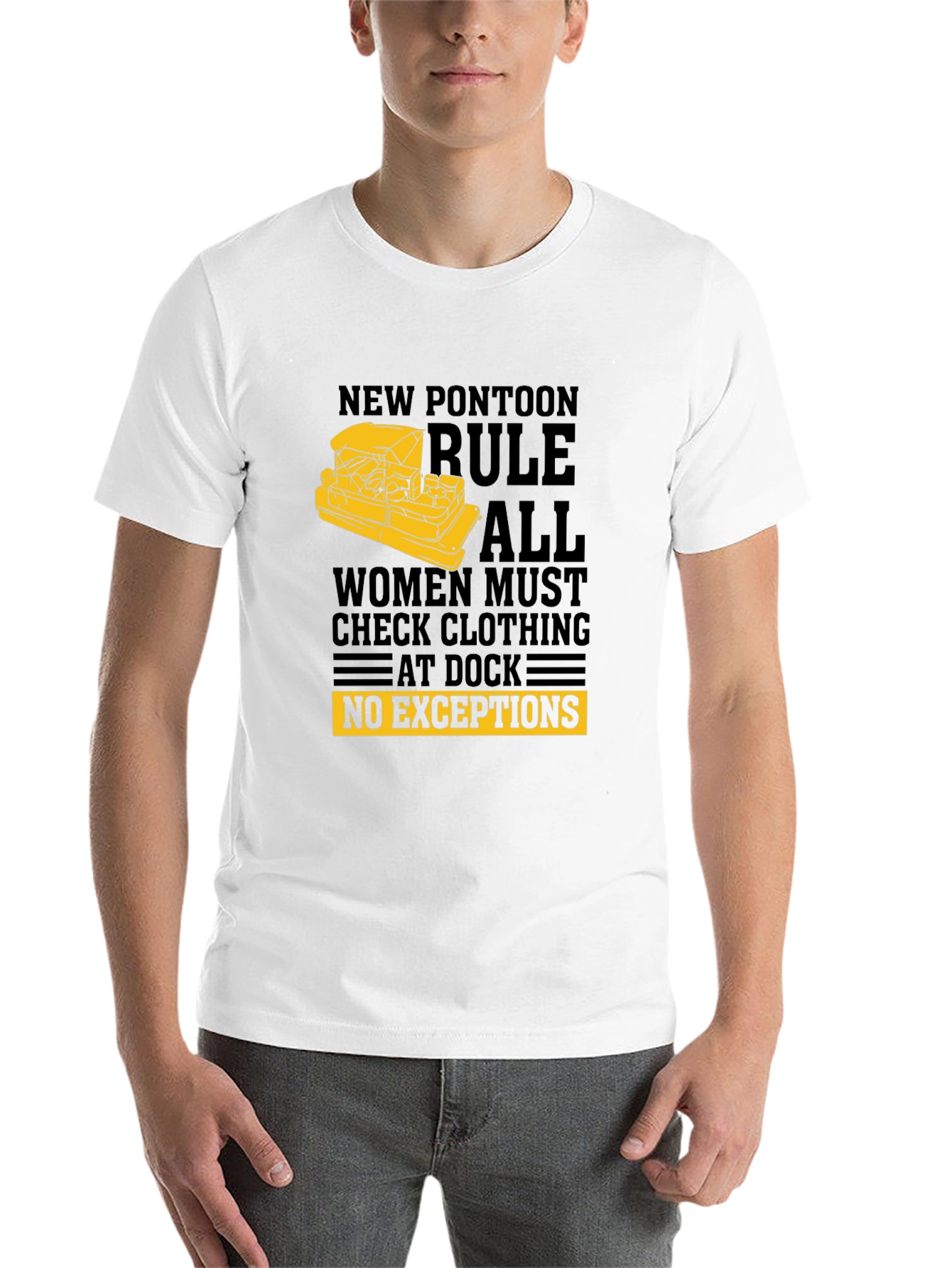Black New Pontoon Rules T-Shirt - Funny Boat Apparel view 14