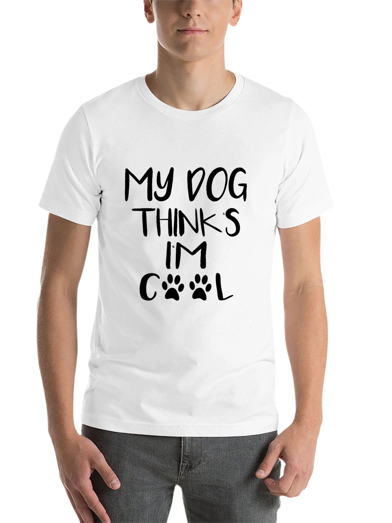 Black My Dog Thinks I'm Cool T-Shirt - Black Crew Neck view 14