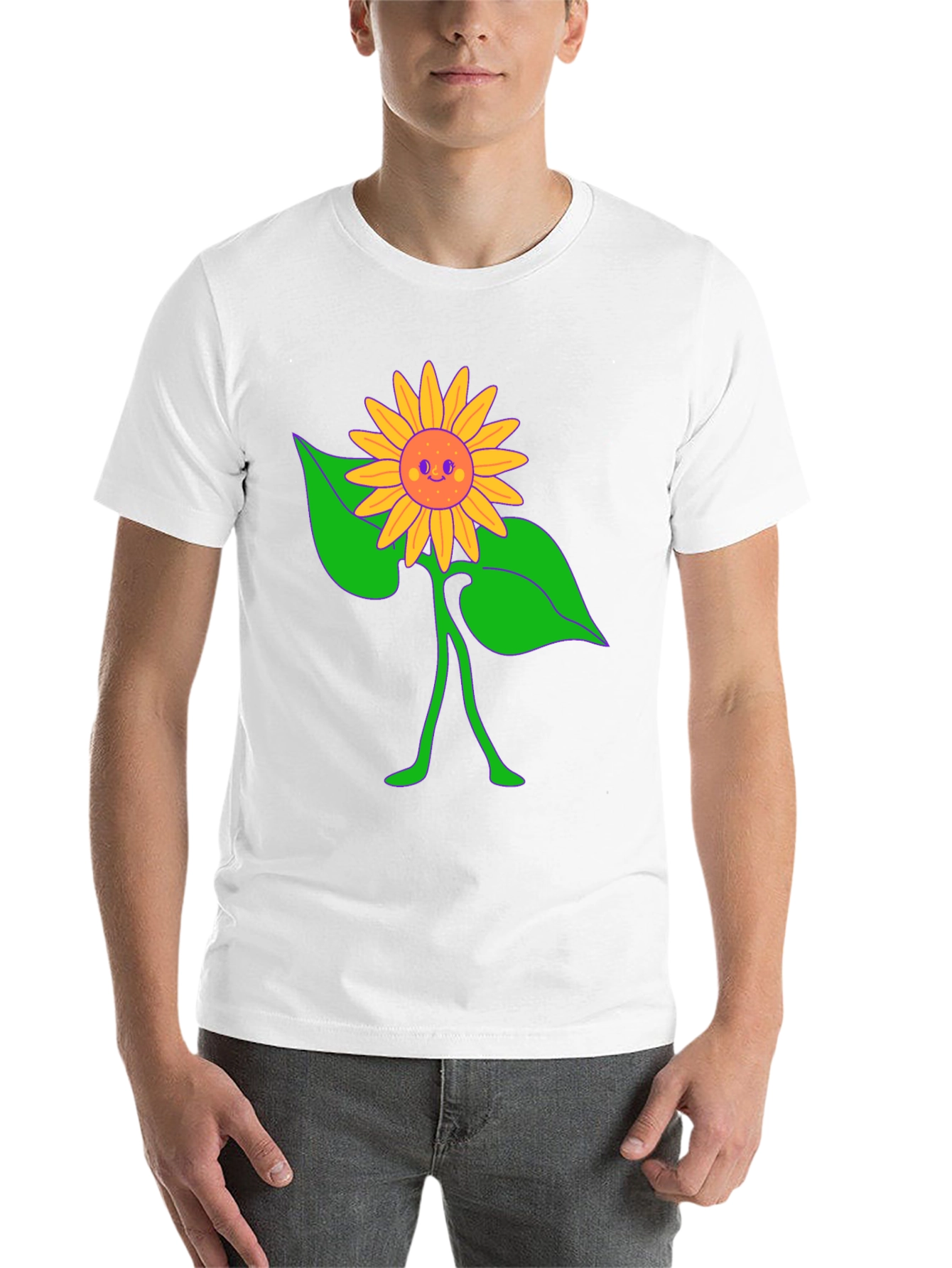 Black Groovy Sunflower Graphic Tee - Black Cotton Comfort view 14