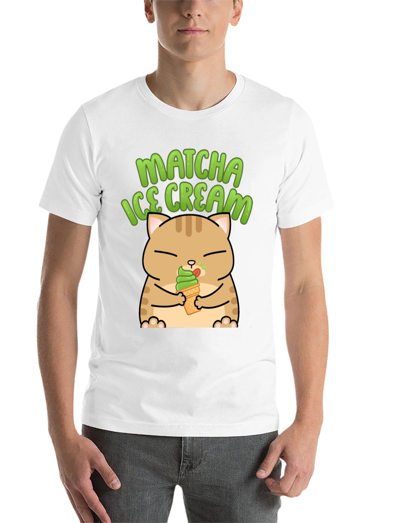 Black Matcha Ice Cream Cat Graphic T-Shirt view 14