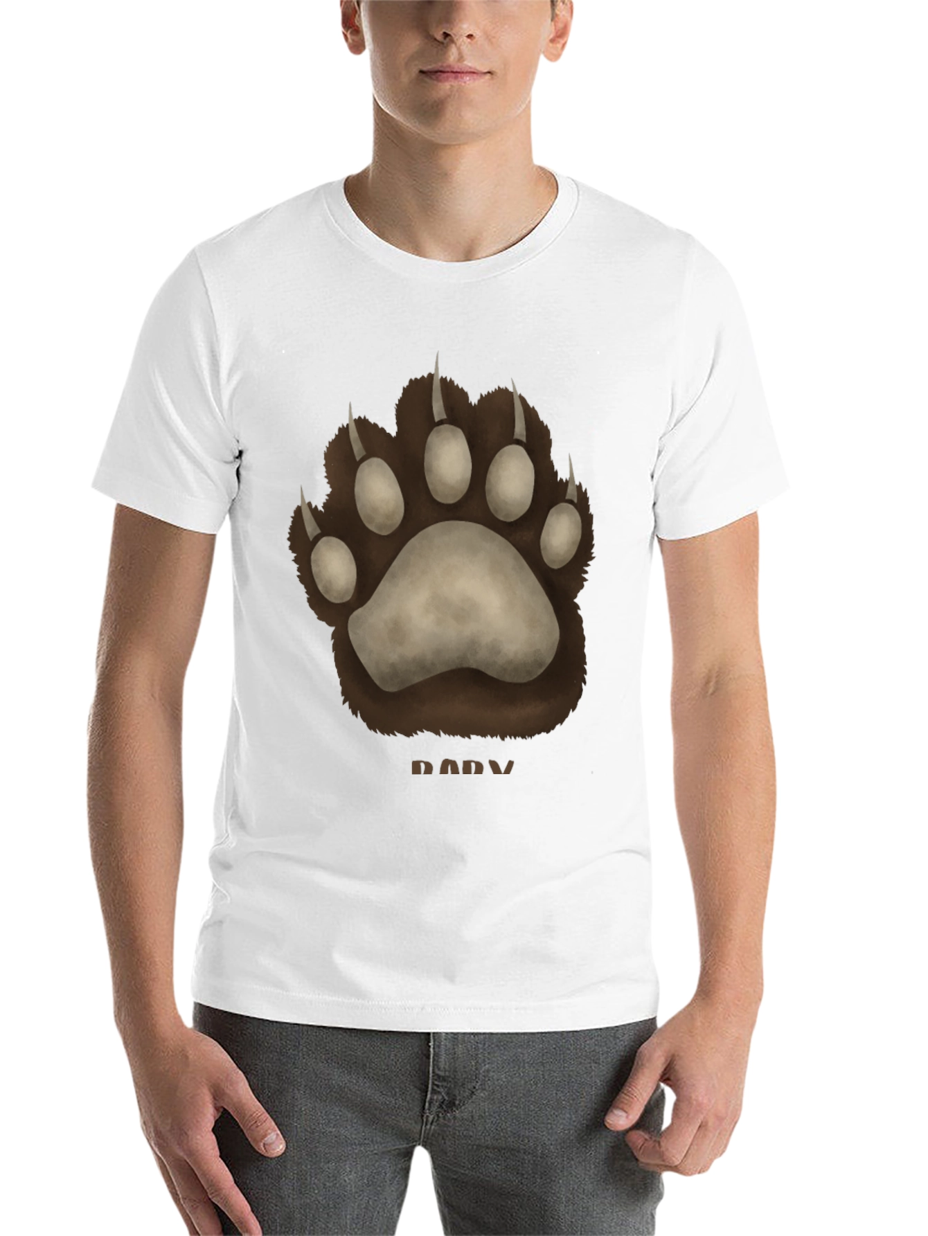 Black Bear Paw Print Black T-Shirt view 14
