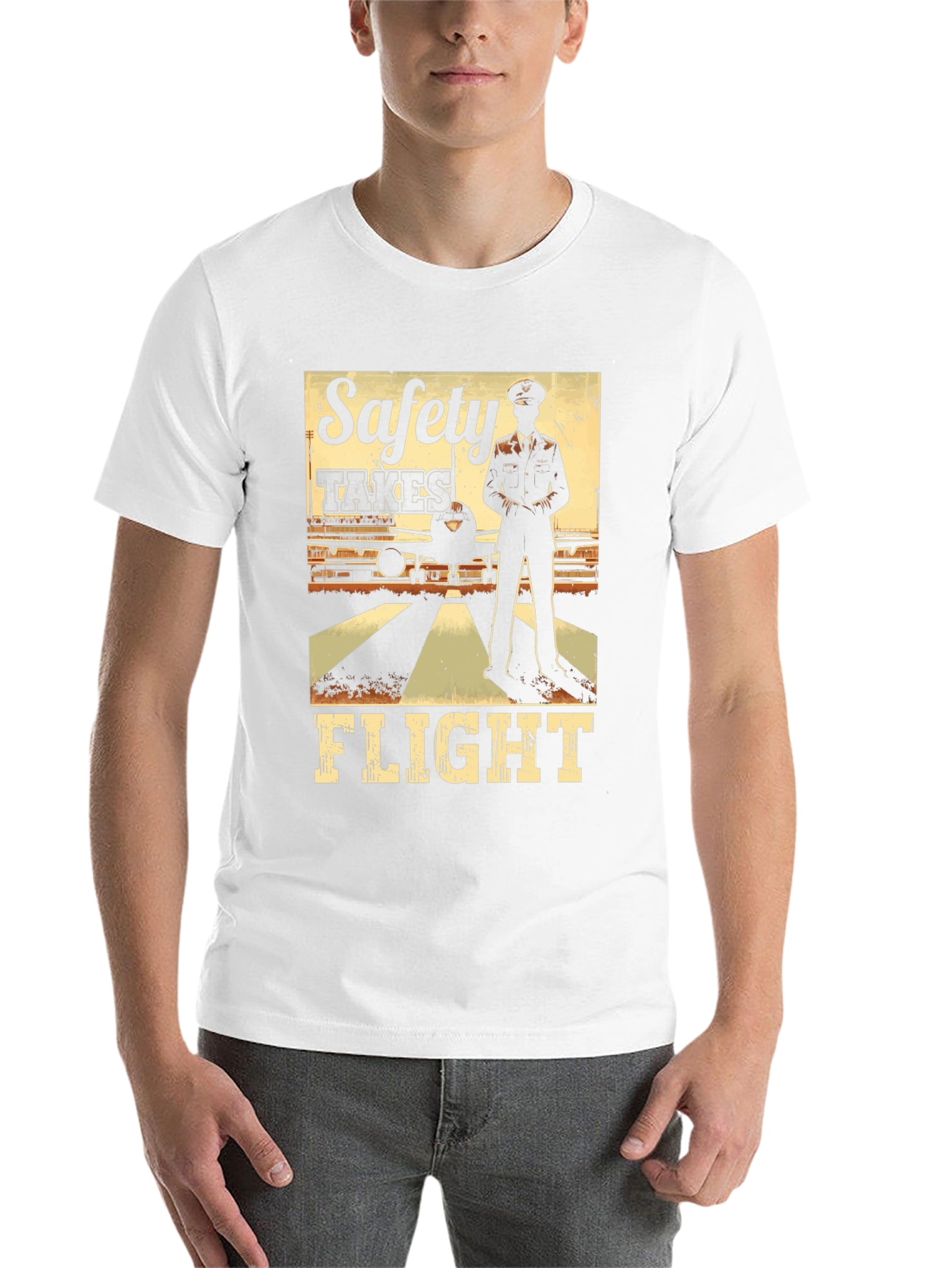 Black Safety Takes Flight T-Shirt Pilot Aviation Airplane Tee view 14