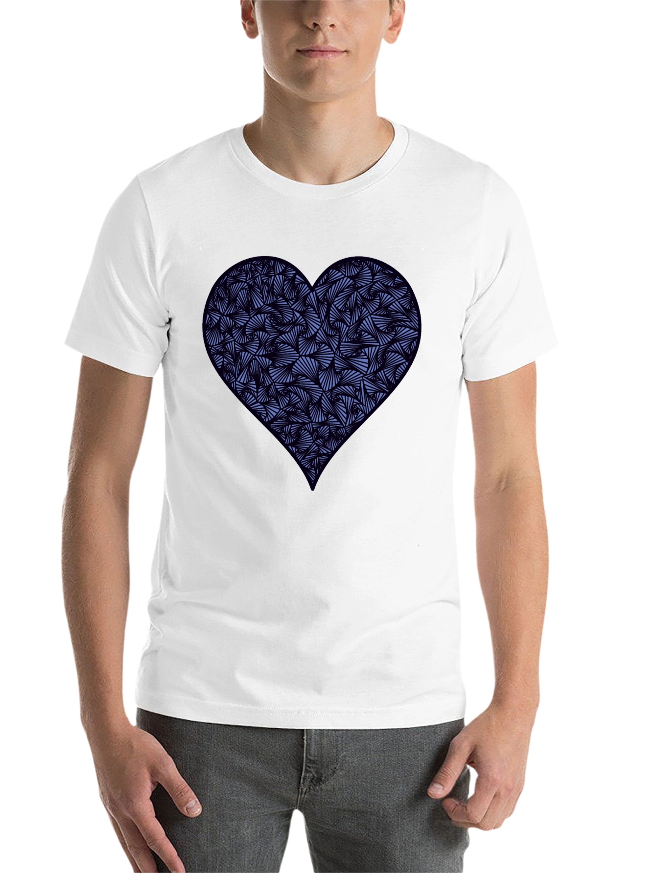 Black Heart Print Men's Black T-Shirt view 14