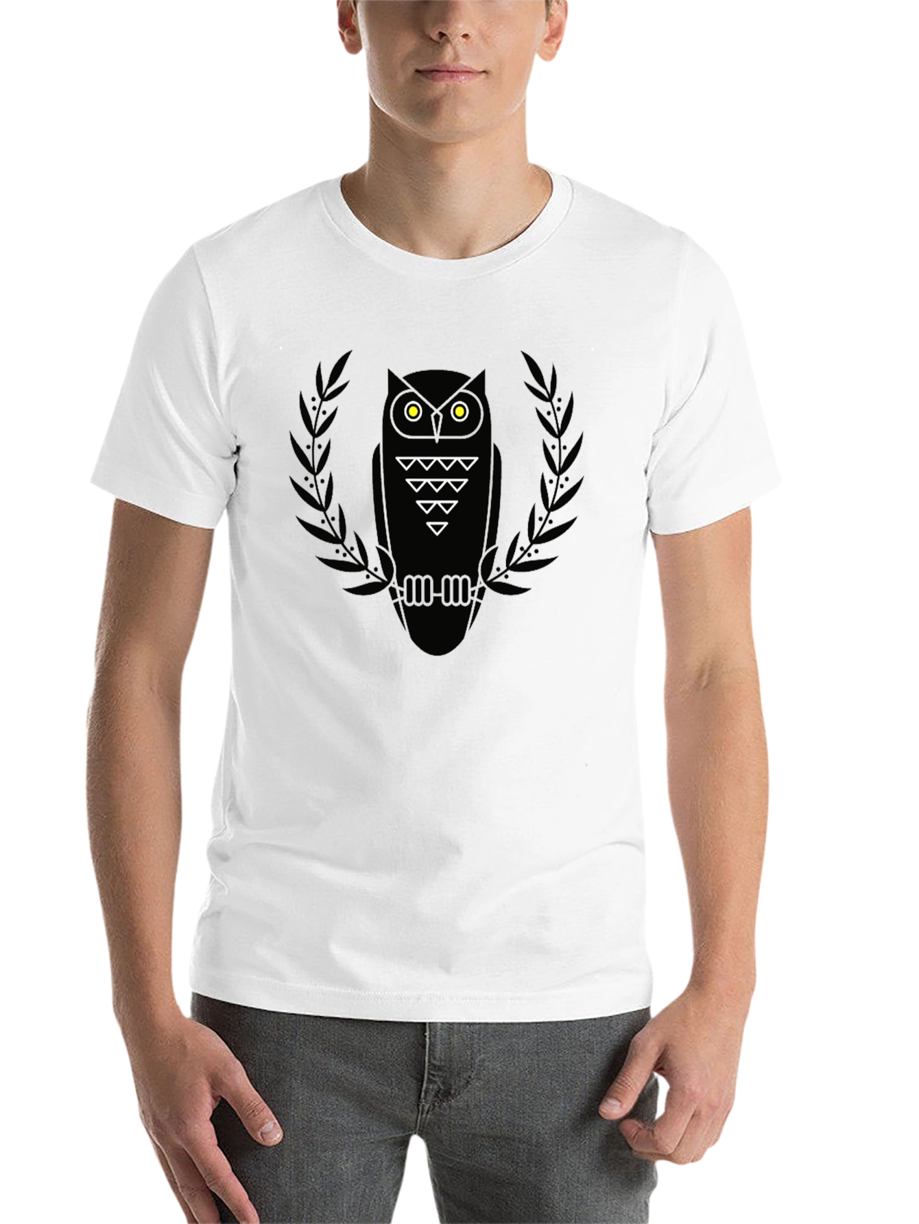 Black Men's Black Owl Graphic Tee - Modern Style view 14
