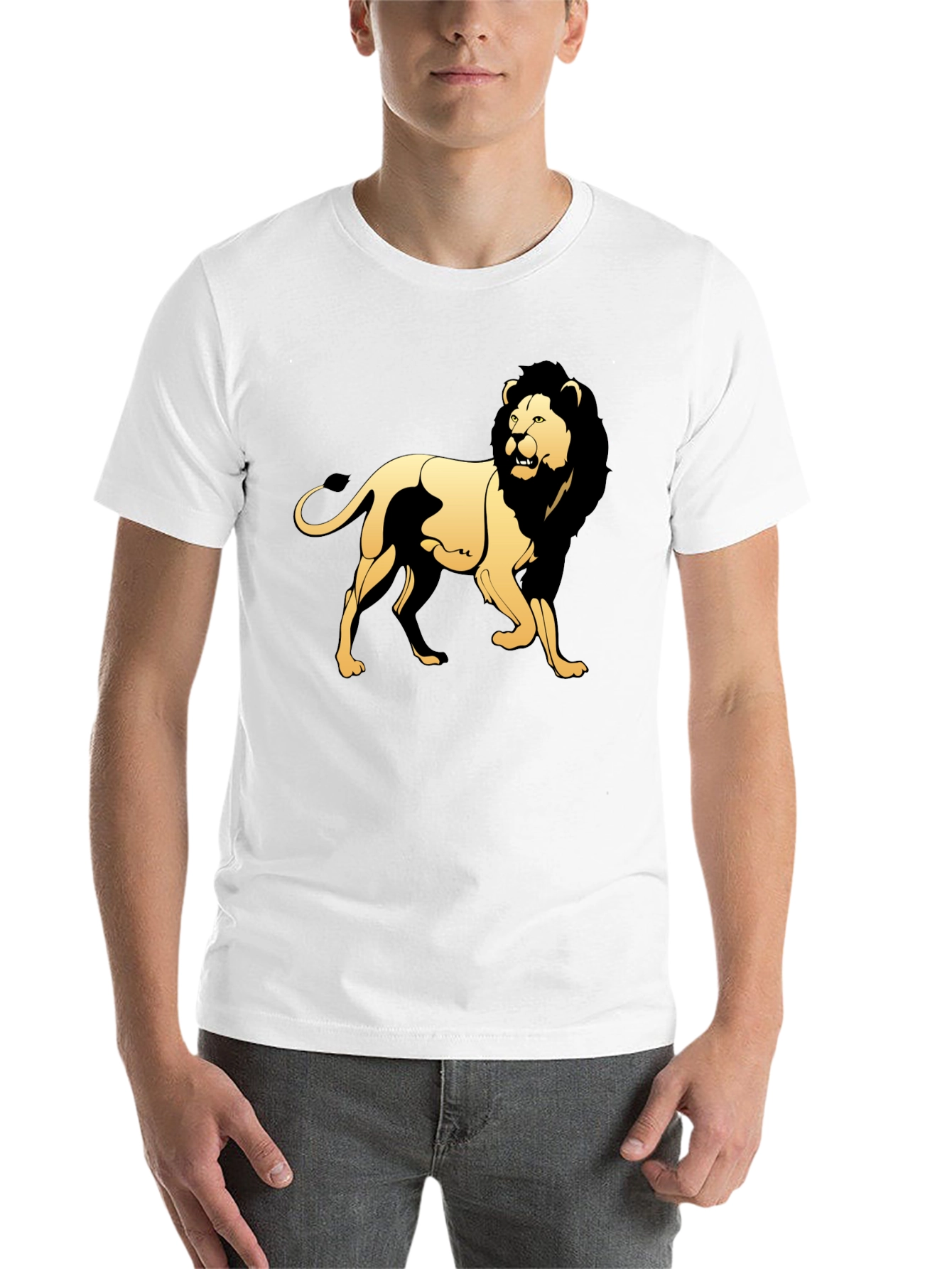 Black Black T-Shirt with Golden Lion Graphic view 14
