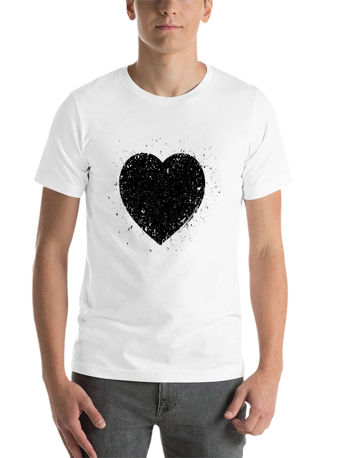 Black Men's Black Heart Graphic T-Shirt view 14