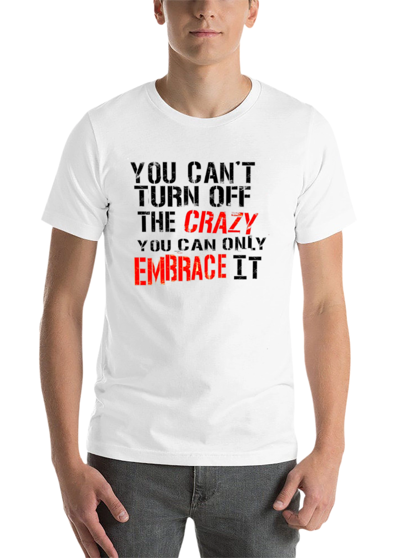 Black Crazy Embrace T-Shirt - Funny Slogan Tee view 14
