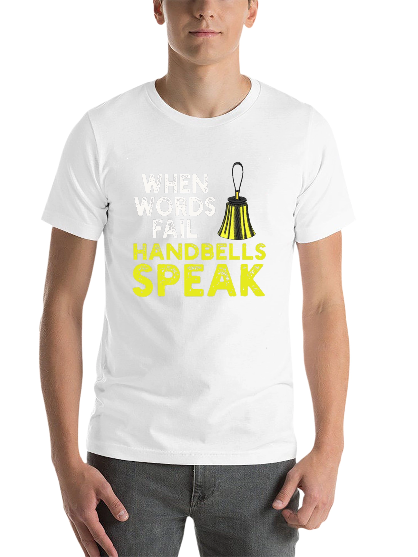 Black When Words Fail Handbells Speak Black T-Shirt view 14