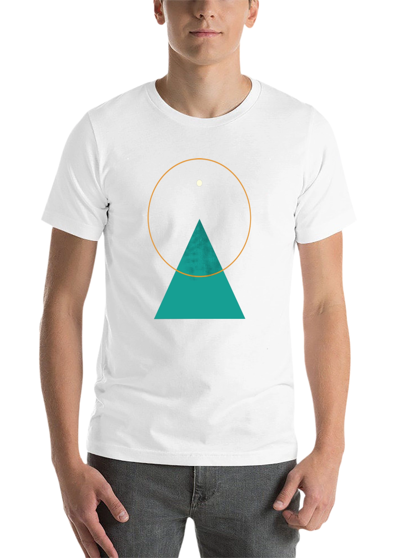Black Geometric Graphic Tee - Circle, Triangle, & Dot Design view 14