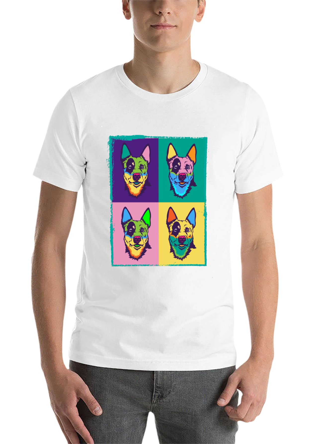 Black Pop Art Dog Print Black T-Shirt view 14