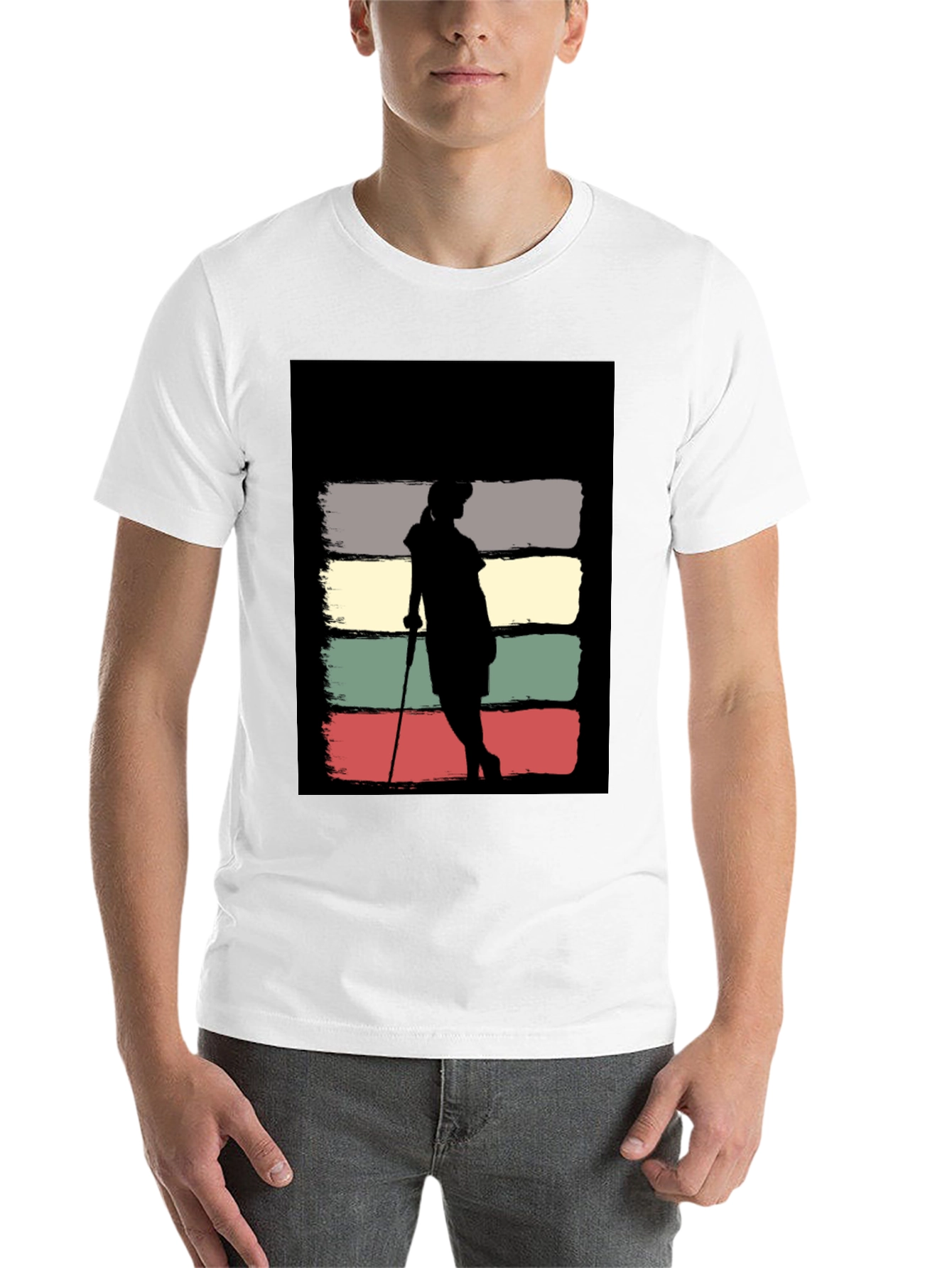 Black Vintage Retro Golfer T-Shirt view 14