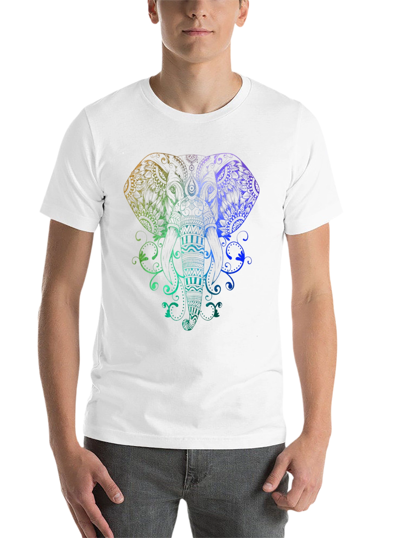 Black Rainbow Elephant Graphic Tee - Black view 14