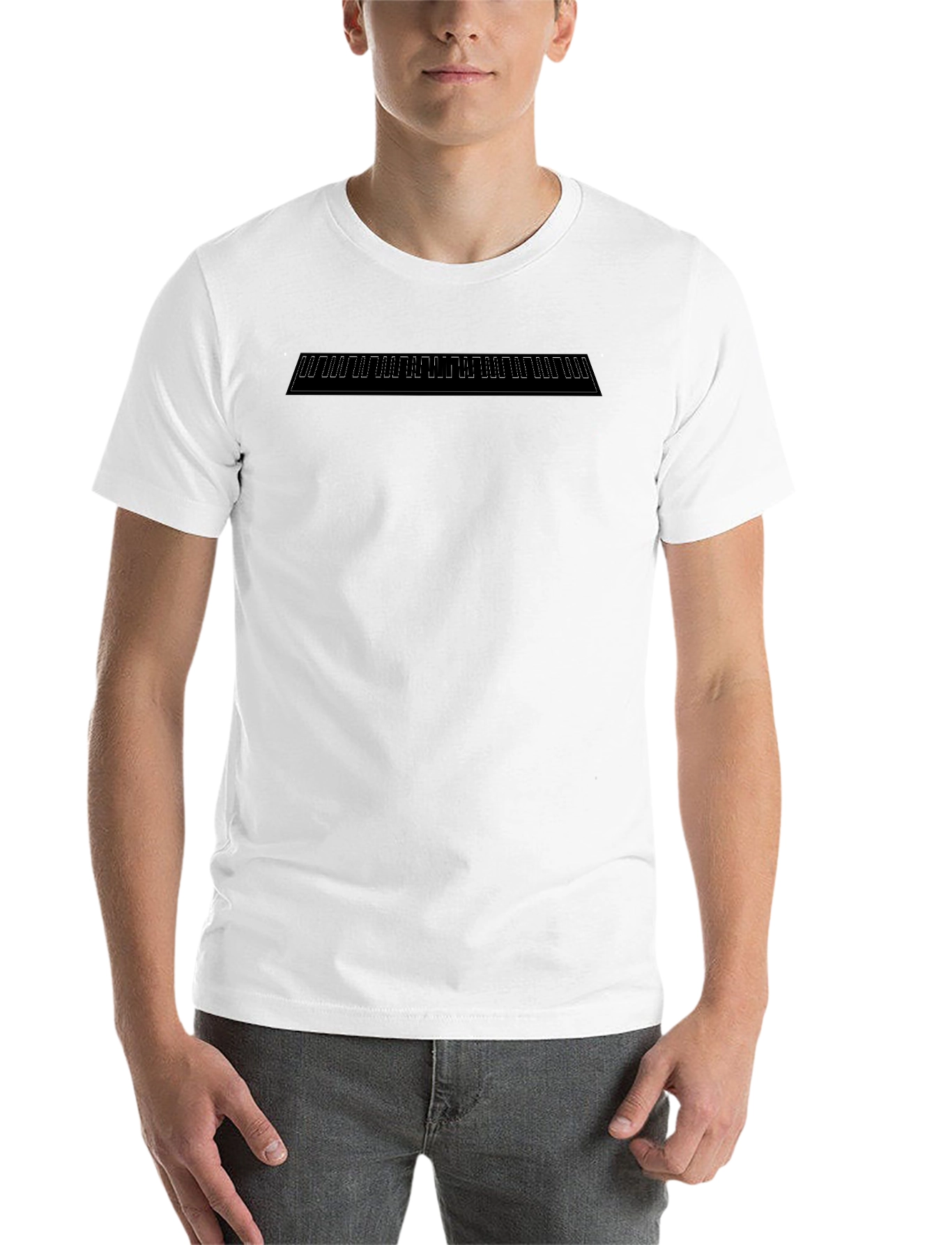 Black Minimalist Geometric Graphic Black T-Shirt view 14