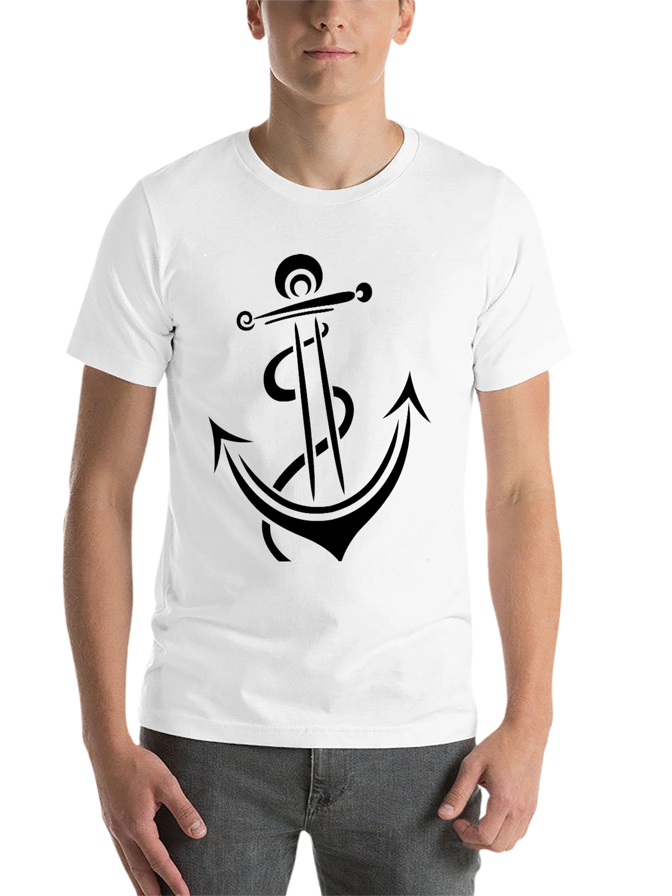 Black Anchor Graphic Tee - Black Cotton T-Shirt view 14