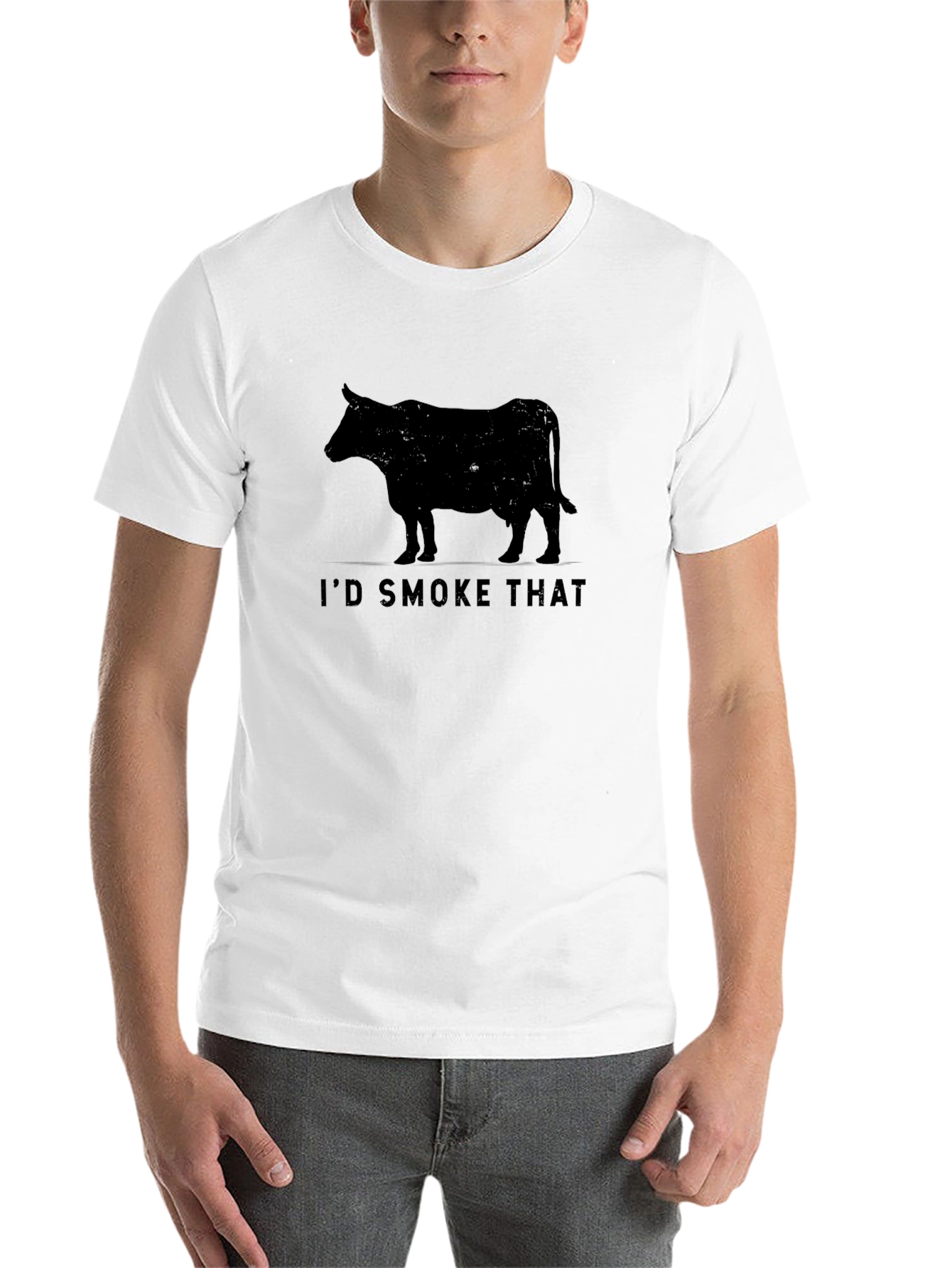 Black I'd Smoke That Cow Graphic Tee - BBQ Humor view 14