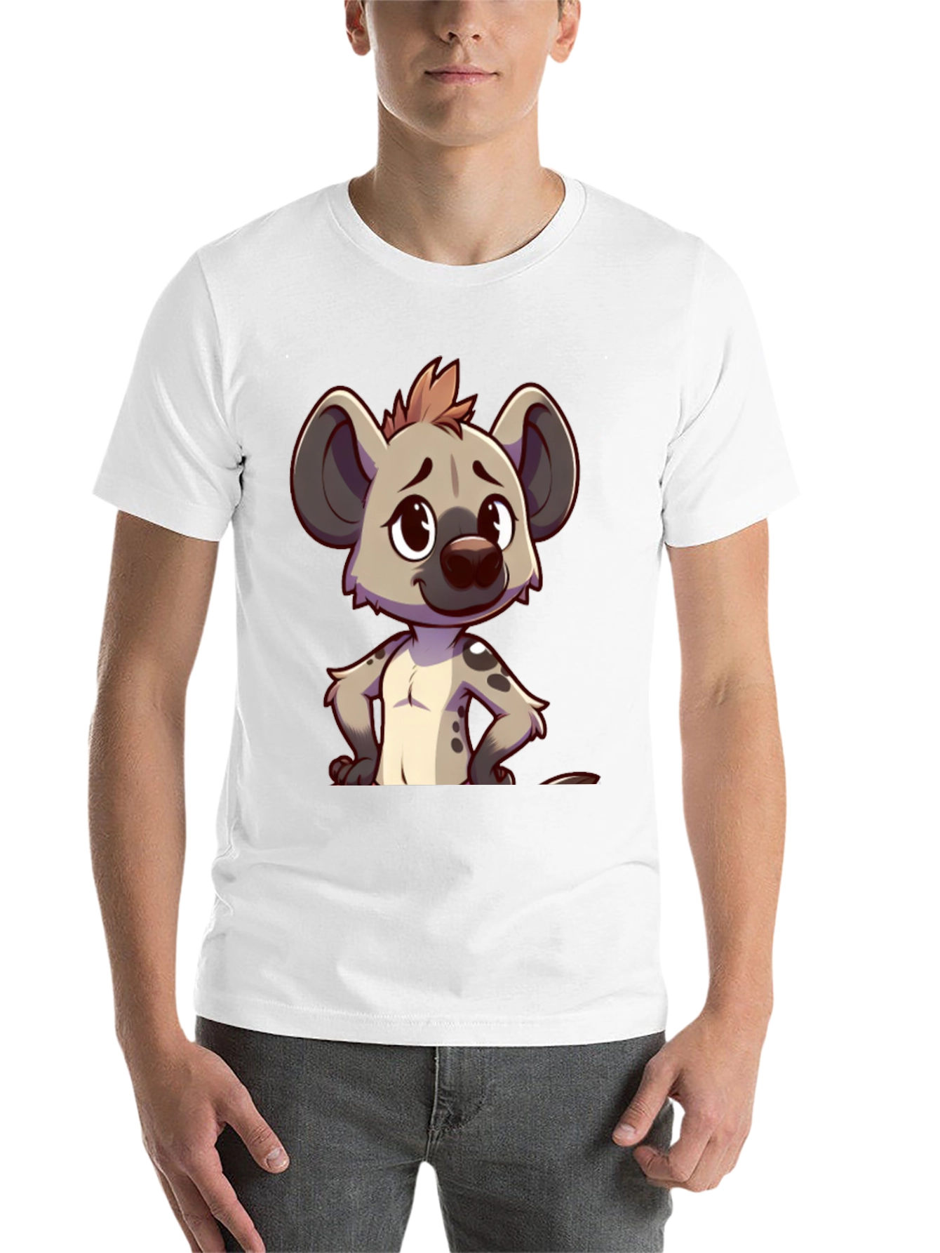 Black Cartoon Hyena Graphic Tee - Stylish Black T-Shirt view 14