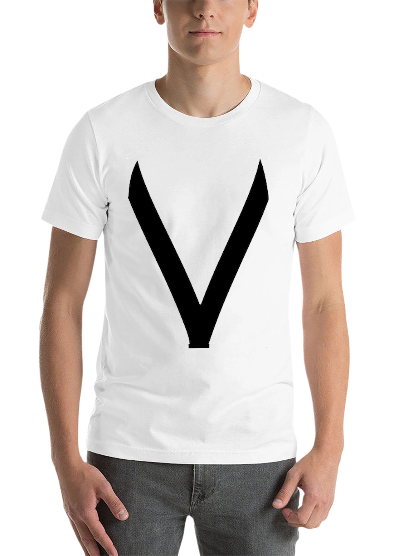 Black Bold "V" Graphic Tee - Solid Black Comfort Fit view 14